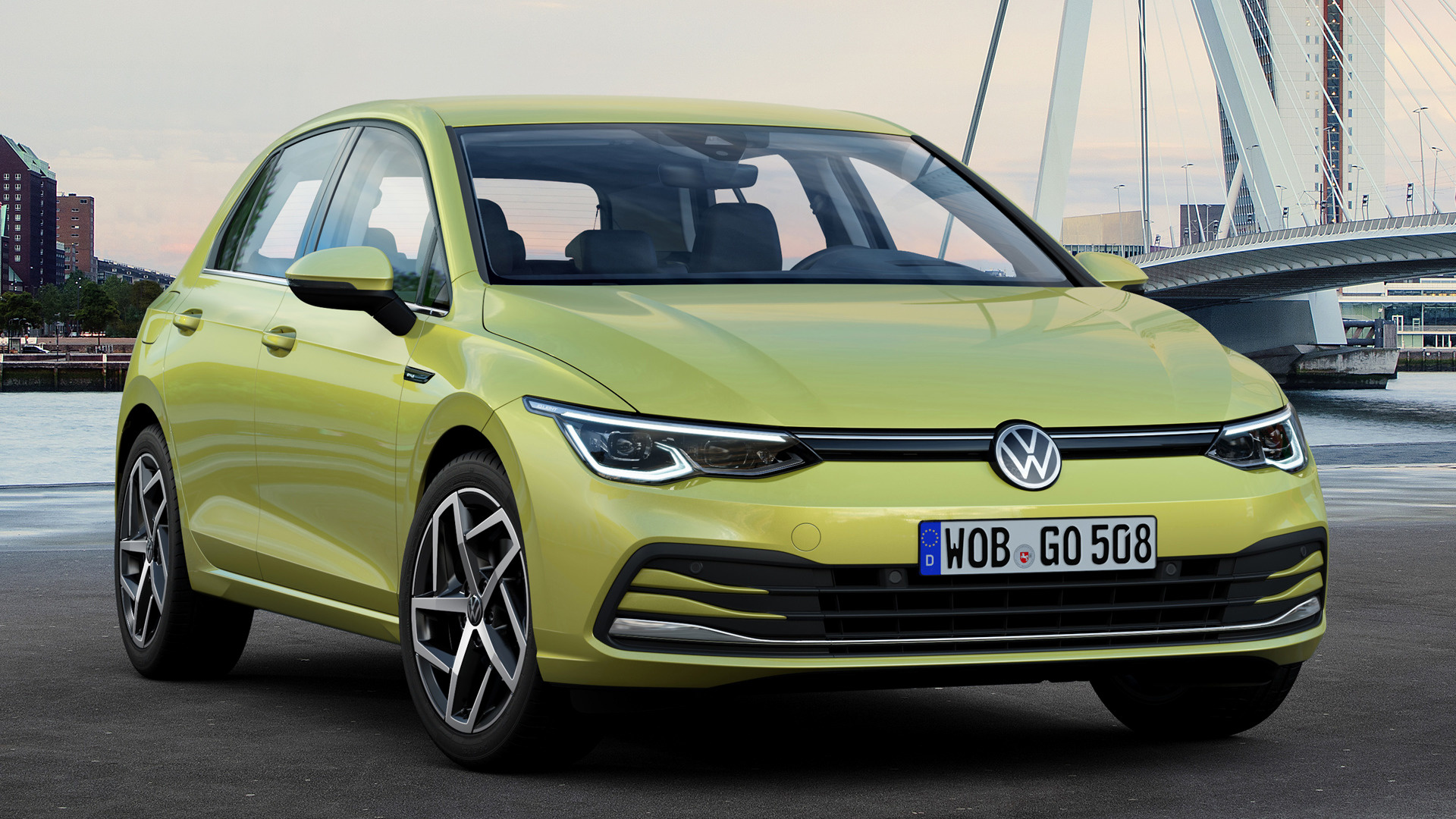 Download mobile wallpaper Volkswagen, Car, Hatchback, Compact Car, Vehicles, Yellow Car, Volkswagen Golf Mk7 for free.
