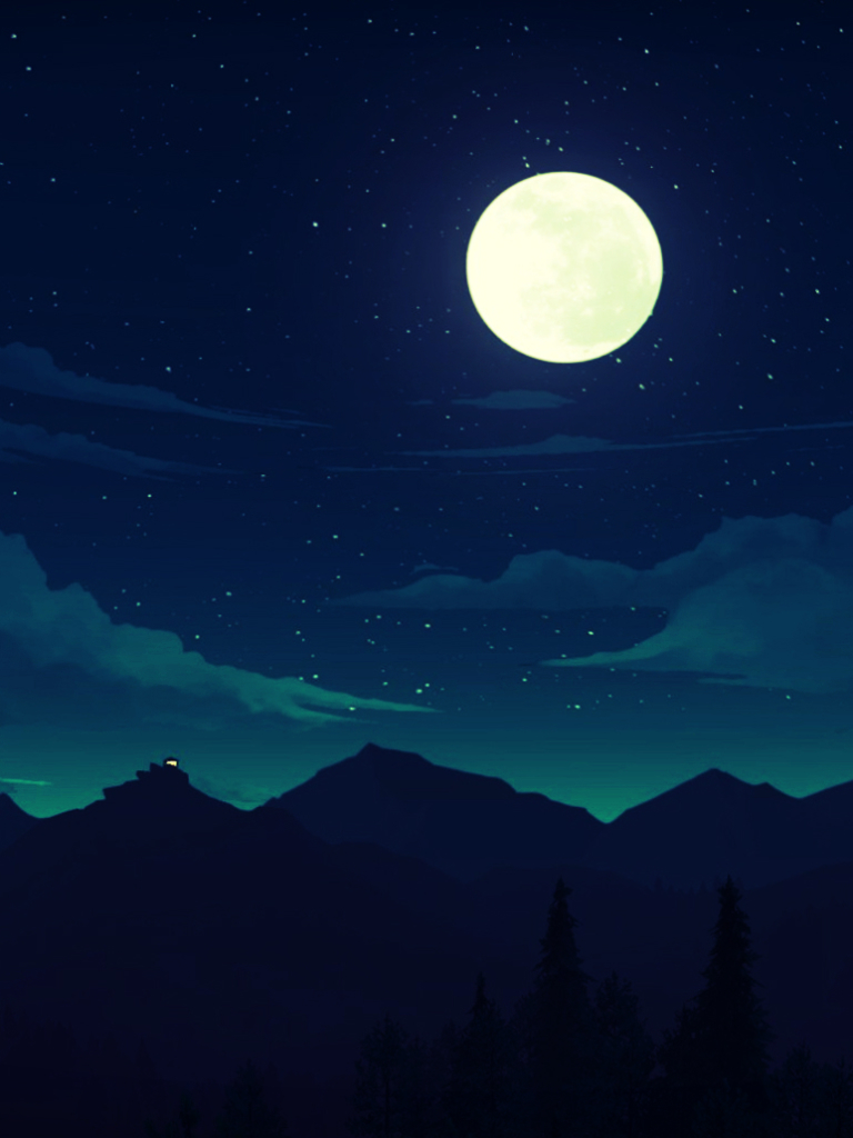 Download mobile wallpaper Sky, Moon, Cloud, Video Game, Firewatch for free.