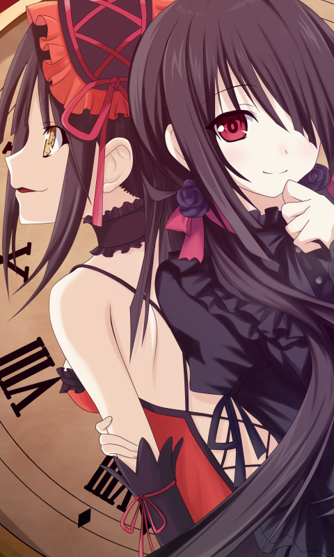 Download mobile wallpaper Anime, Red Eyes, Black Hair, Long Hair, Date A Live for free.