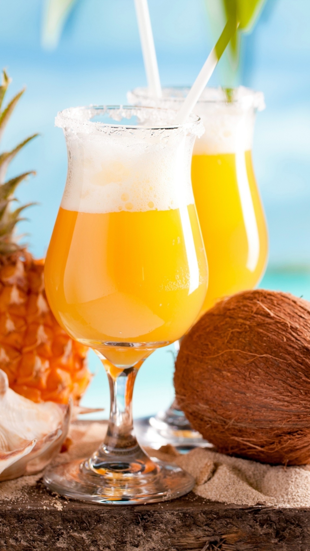 Download mobile wallpaper Food, Summer, Glass, Drink, Coconut, Pineapple, Cocktail for free.