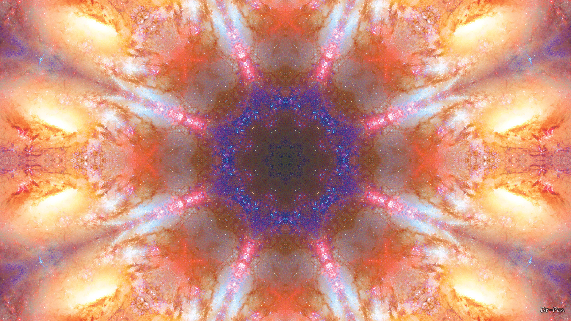 Download mobile wallpaper Abstract, Pattern, Galaxy, Space, Mandala, Manipulation, Orange (Color) for free.