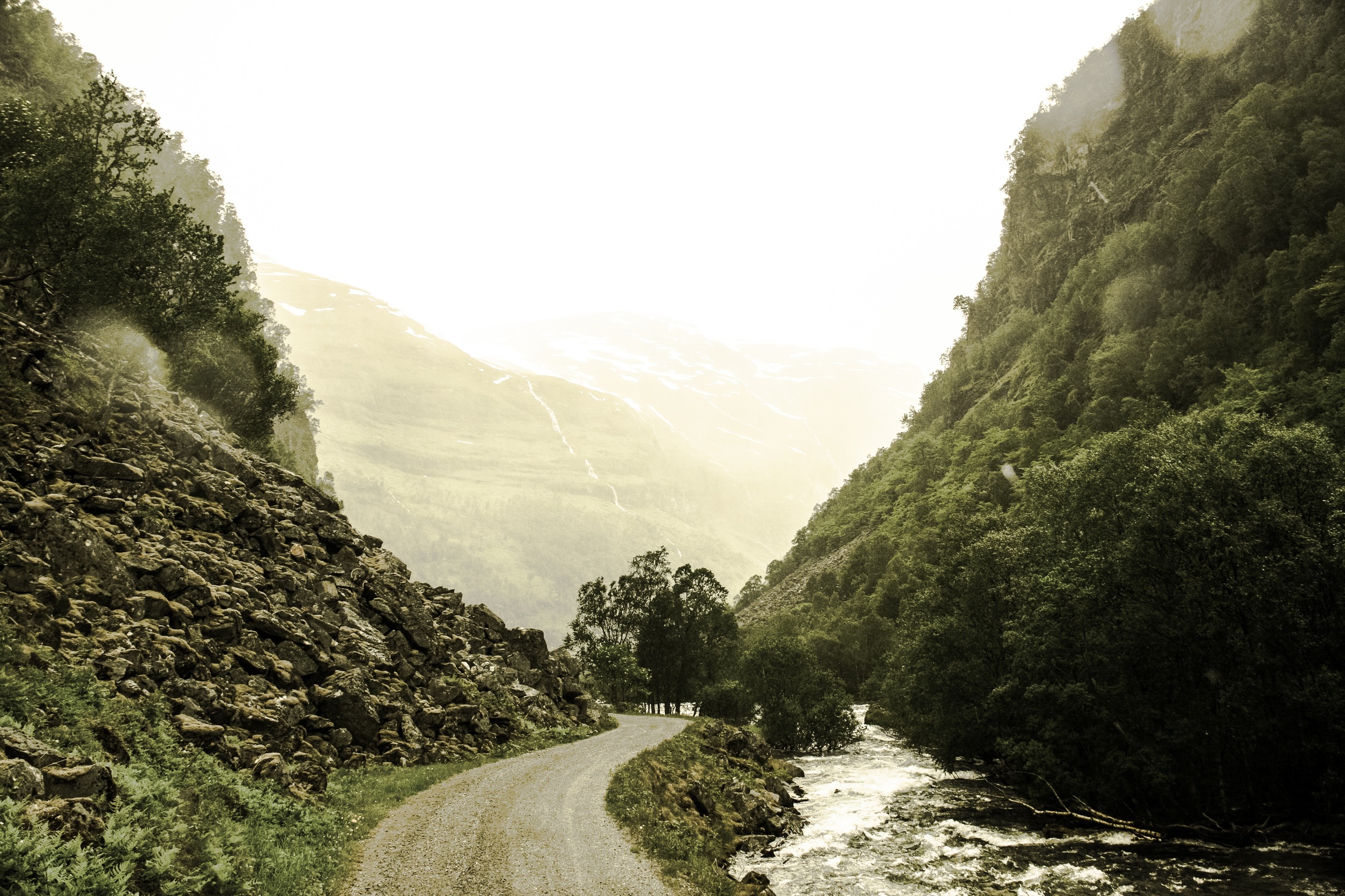 Free download wallpaper Rivers, Trees, Nature, Mountains, Road on your PC desktop