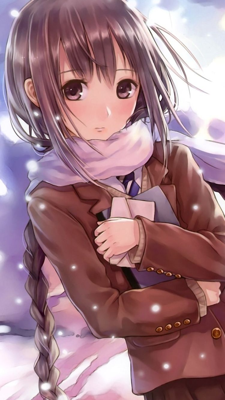 Download mobile wallpaper Anime, Winter, Scarf, Original for free.