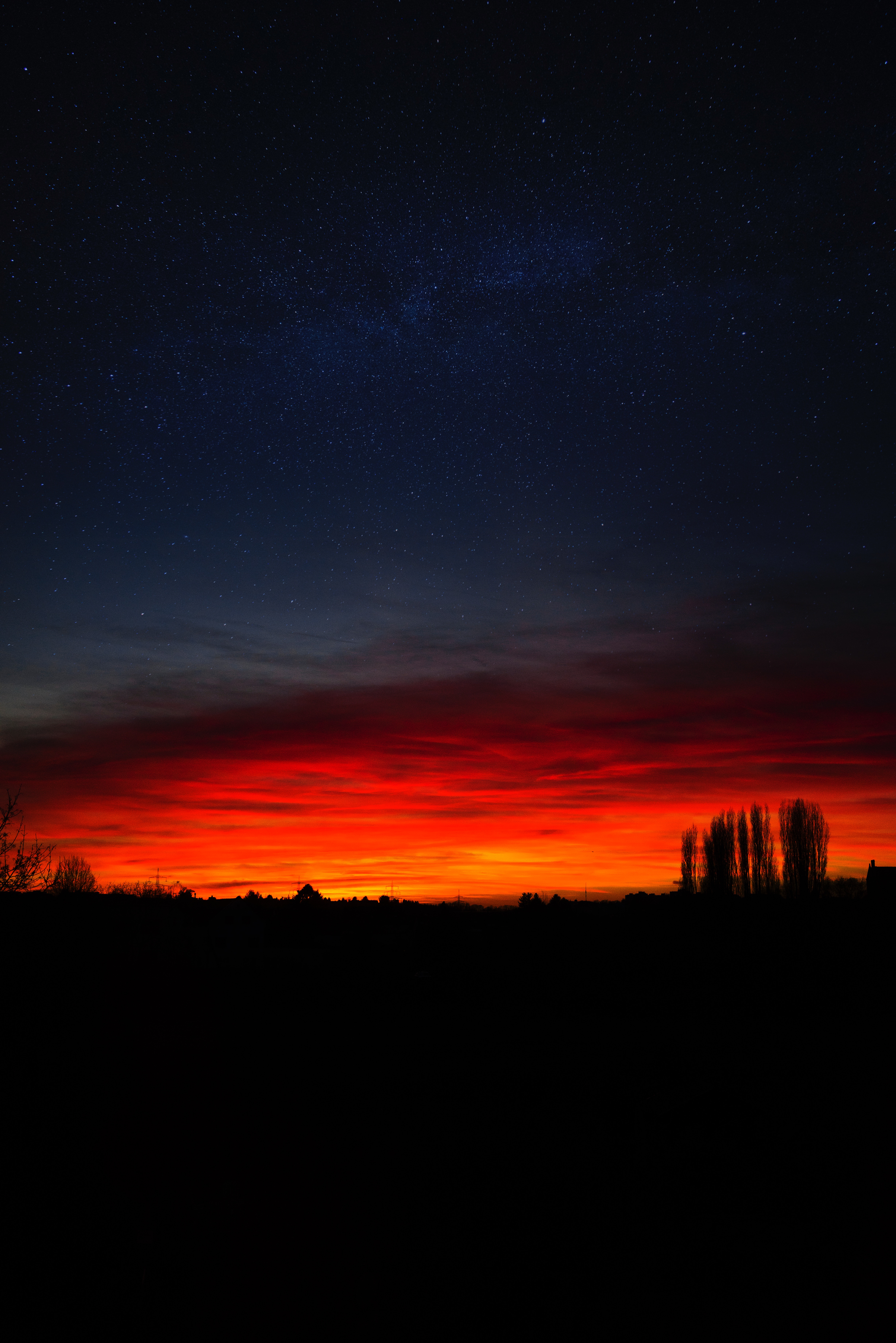 dark, germany, mainz, sunset, night, horizon, starry sky Panoramic Wallpaper