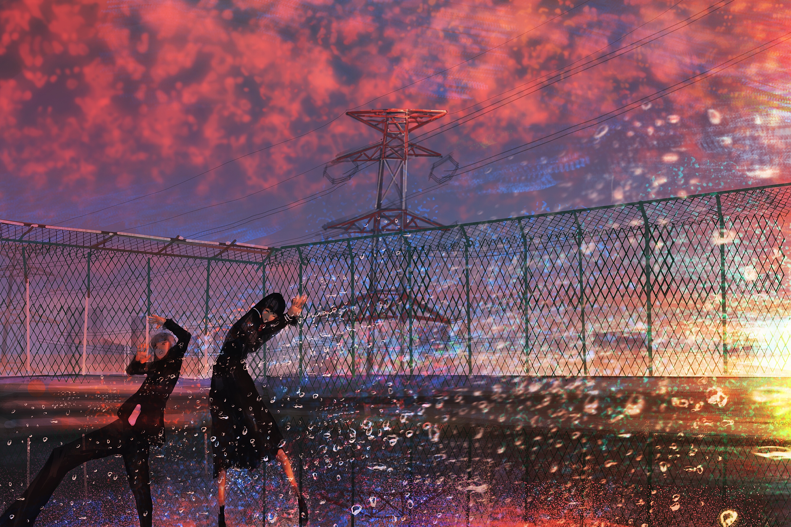 Free download wallpaper Anime, Water, Sunset, Original on your PC desktop