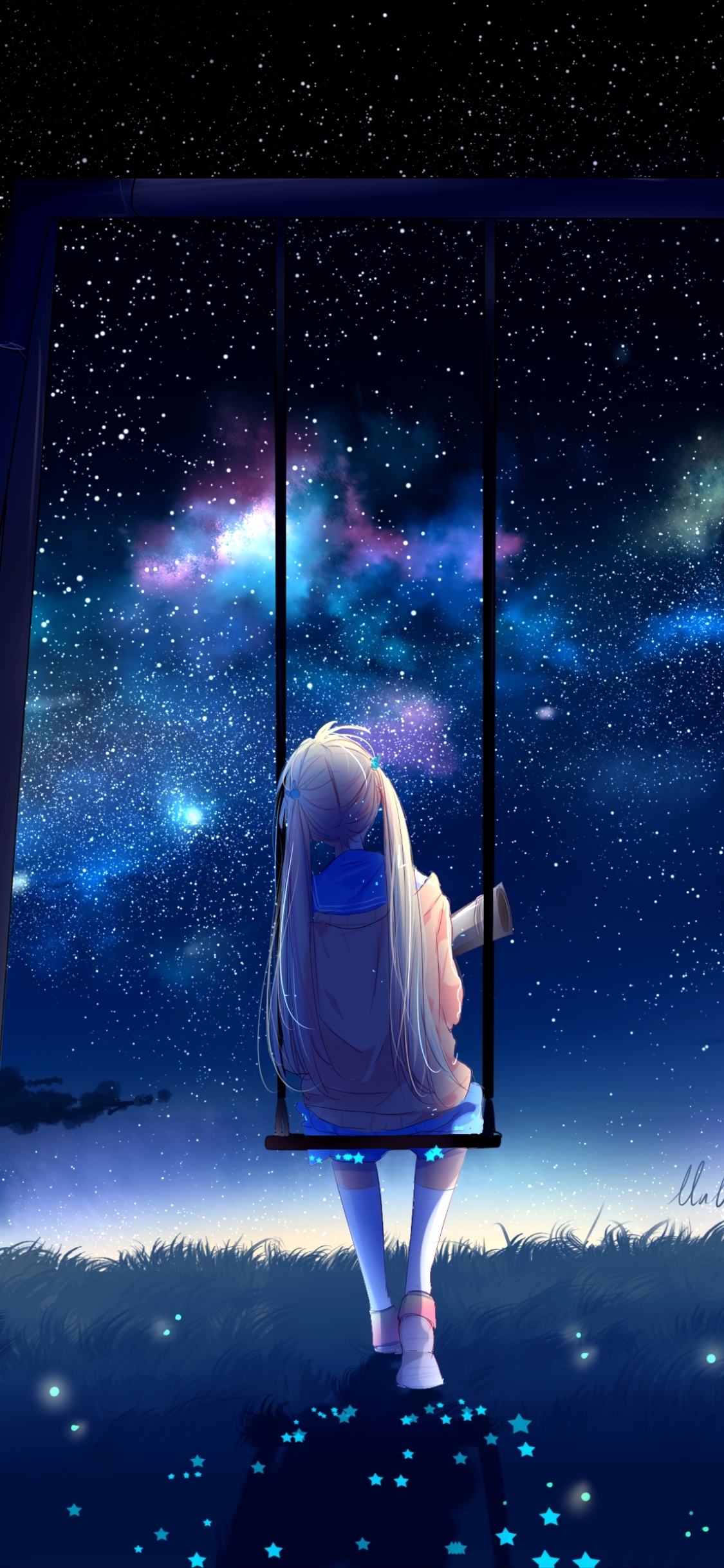 Download mobile wallpaper Anime, Sky, Stars, Original for free.