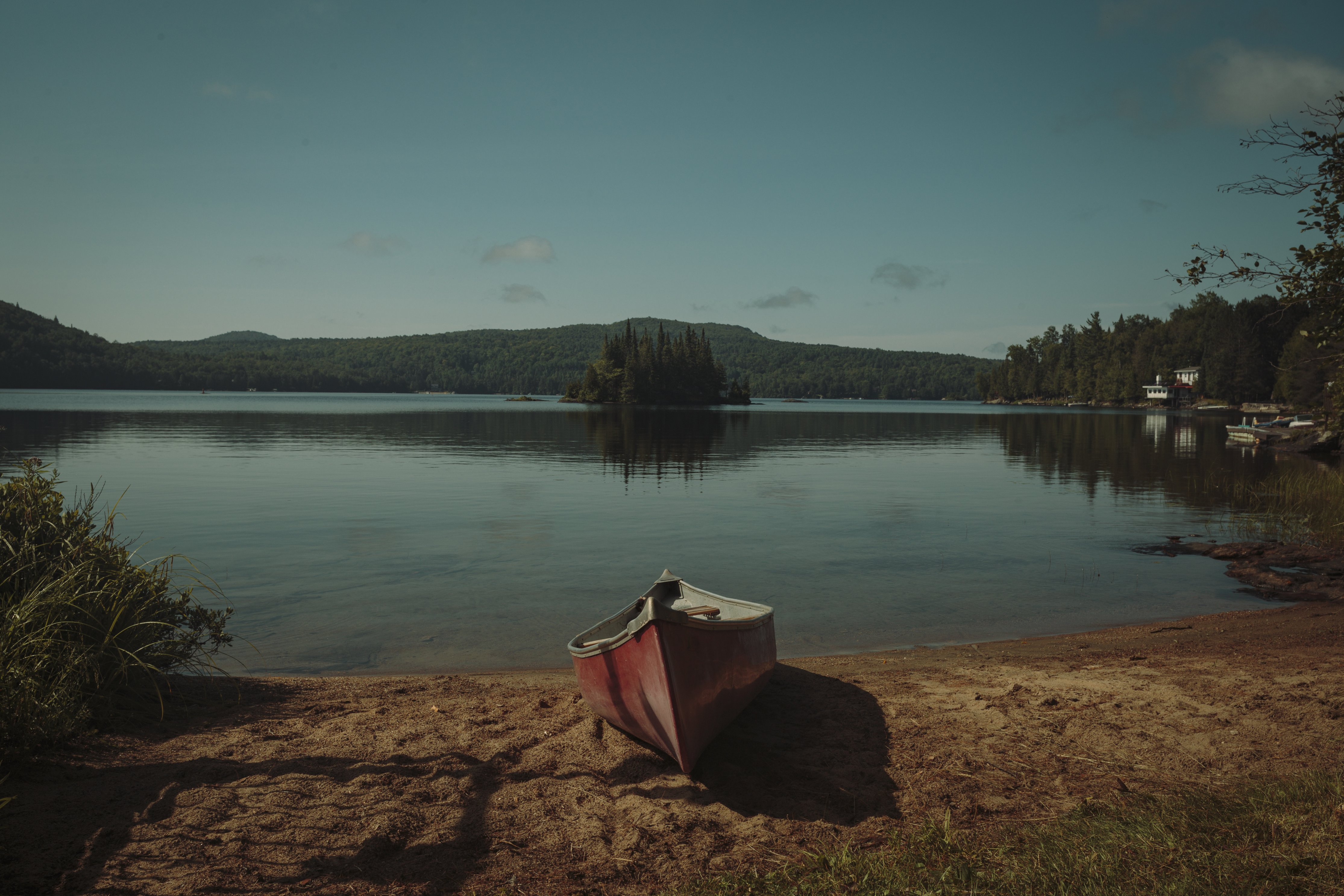 Download mobile wallpaper Shore, Bank, Lake, Boat, Landscape, Nature for free.