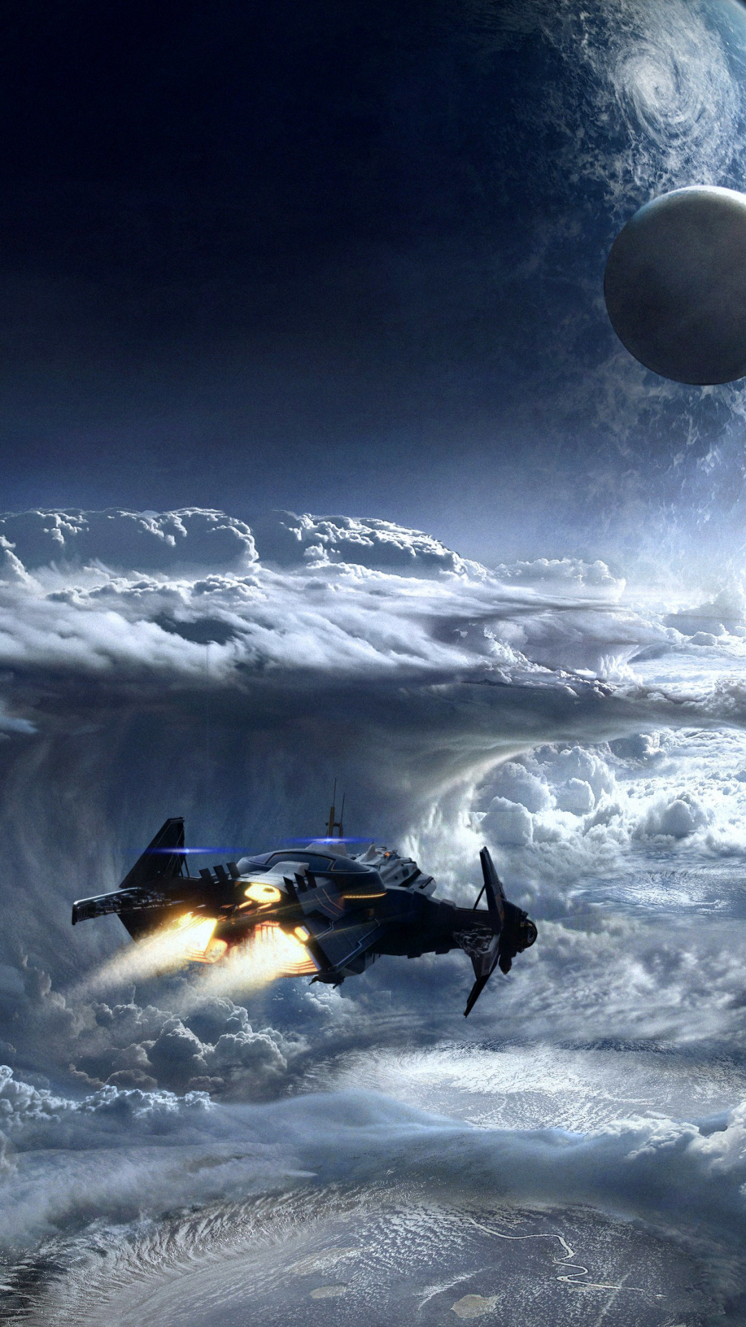 Download mobile wallpaper Planet, Spaceship, Cloud, Video Game, Star Citizen for free.