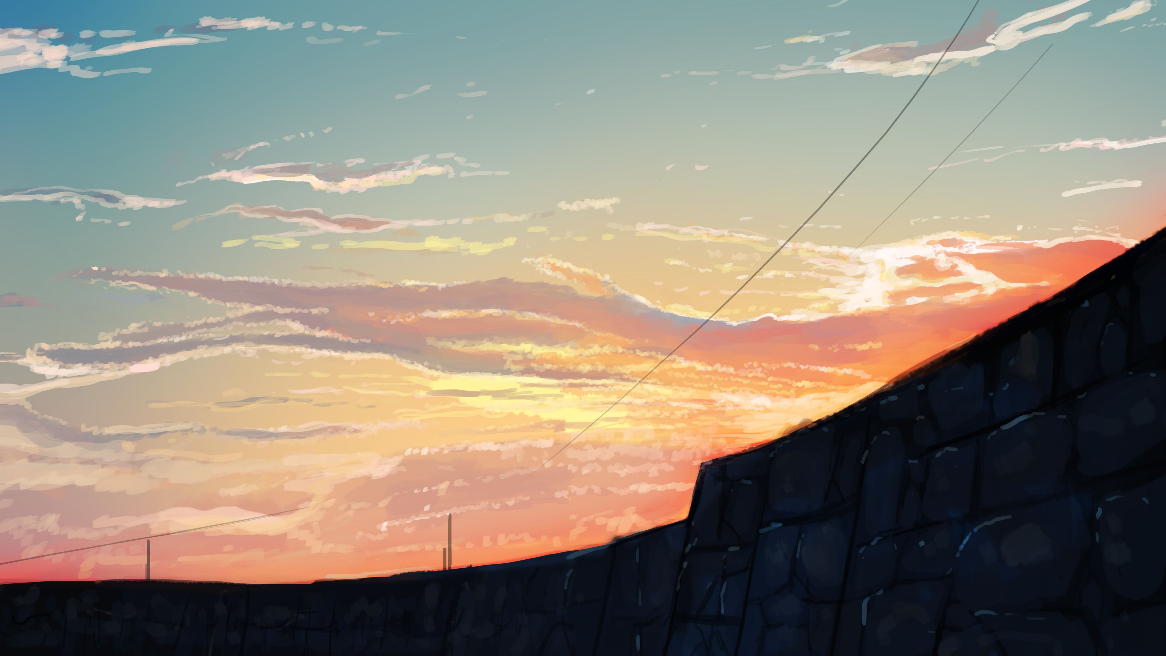 Free download wallpaper Anime, Sunset, Sky, Cloud, Original on your PC desktop