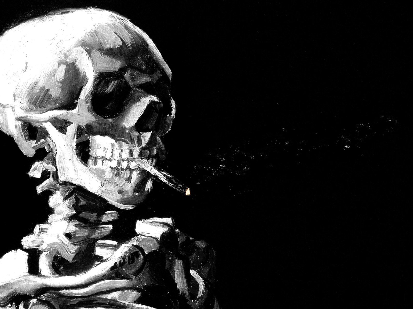Free download wallpaper Dark, Skeleton, Cigarette on your PC desktop