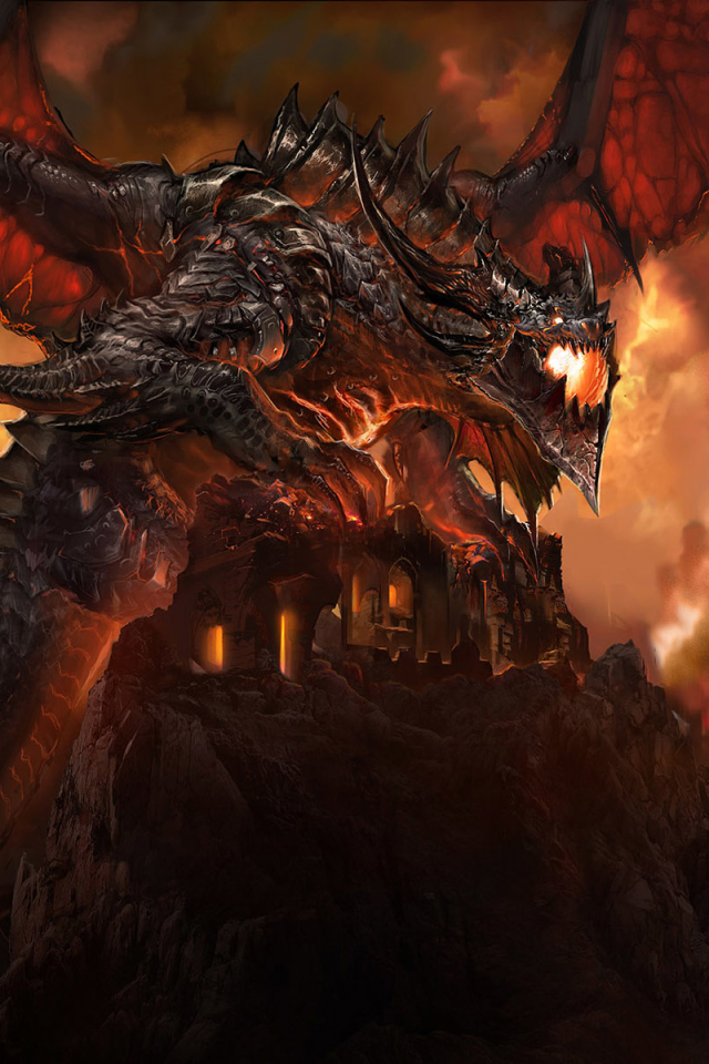 Handy-Wallpaper Feuer, Warcraft, Drachen, Computerspiele, World Of Warcraft, Todesschwinge (World Of Warcraft) kostenlos herunterladen.