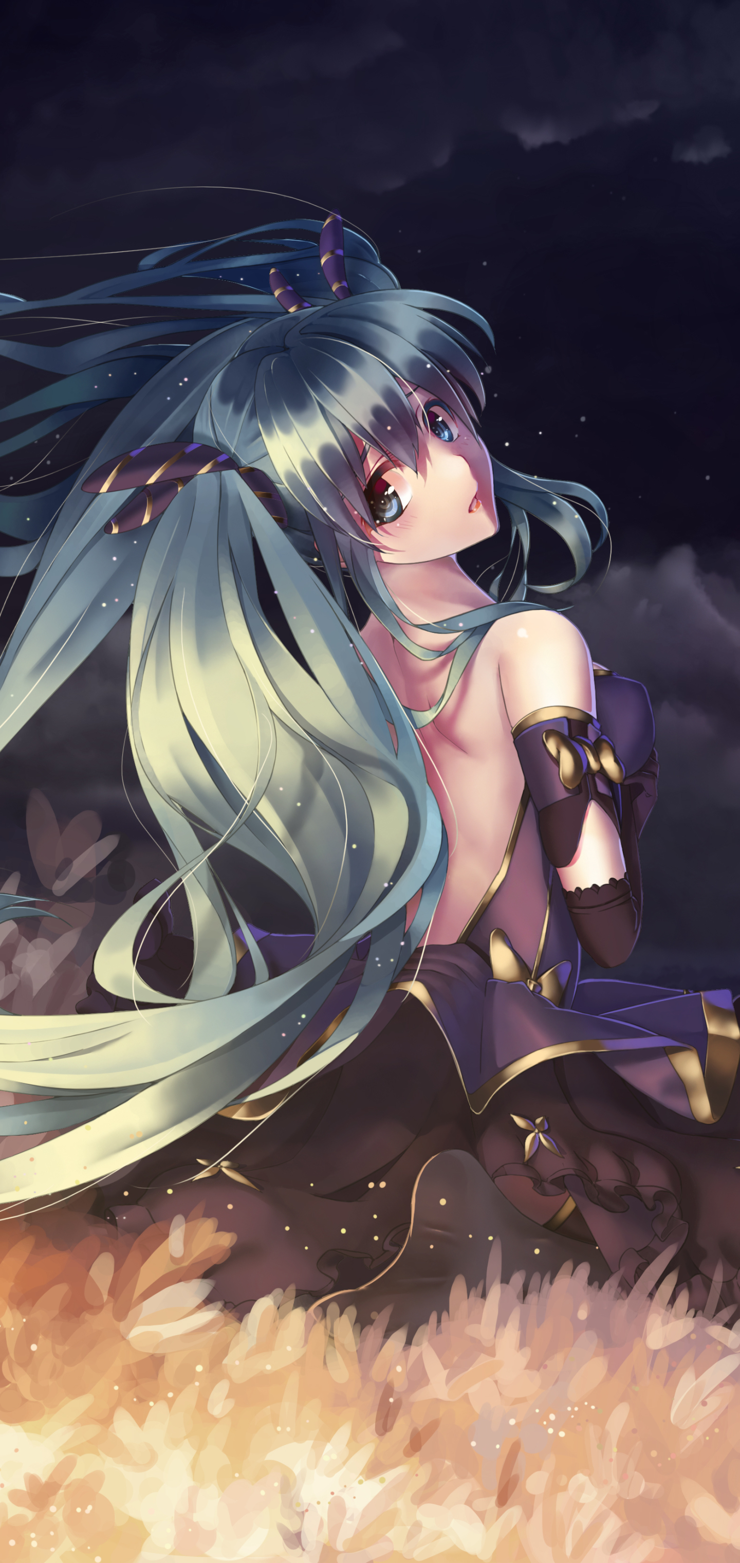 Handy-Wallpaper Vocaloid, Nacht, Hatsune Miku, Animes kostenlos herunterladen.