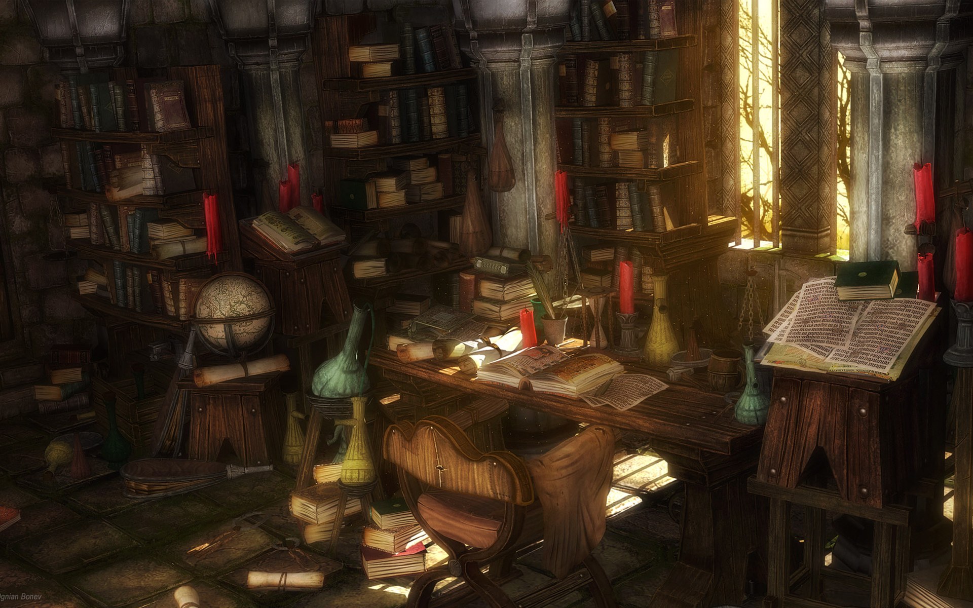 library, alchemy, fantasy