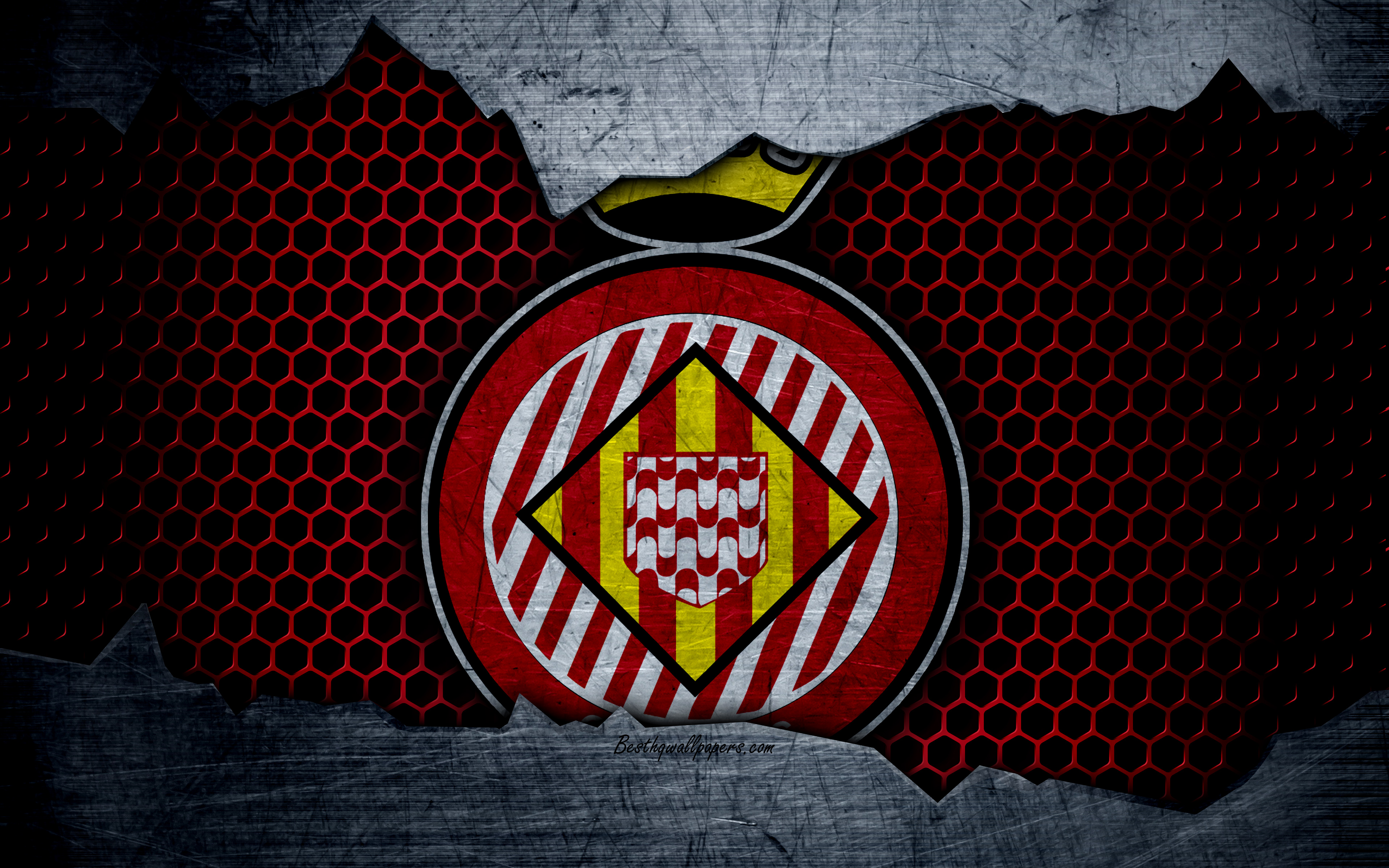 Free download wallpaper Sports, Logo, Emblem, Soccer, Girona Fc on your PC desktop