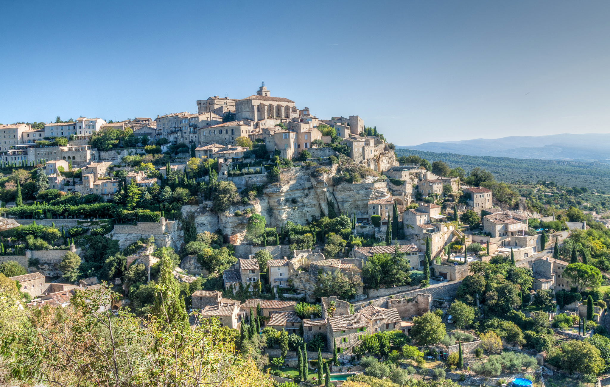 man made, town, france, hill, house, landscape, provence, towns 1080p