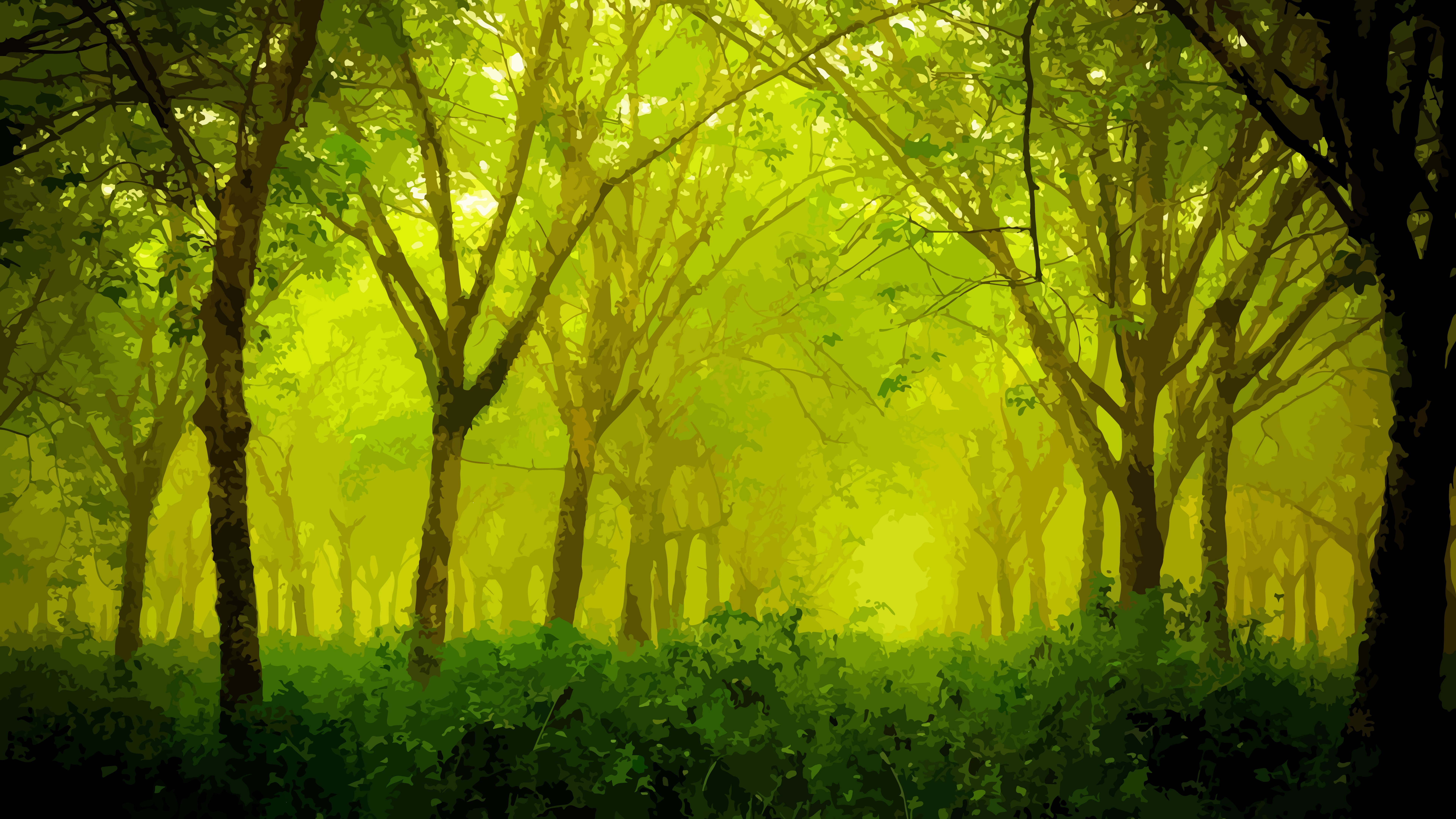 Скачать картинку Лес, Зелень, Художественные в телефон бесплатно.