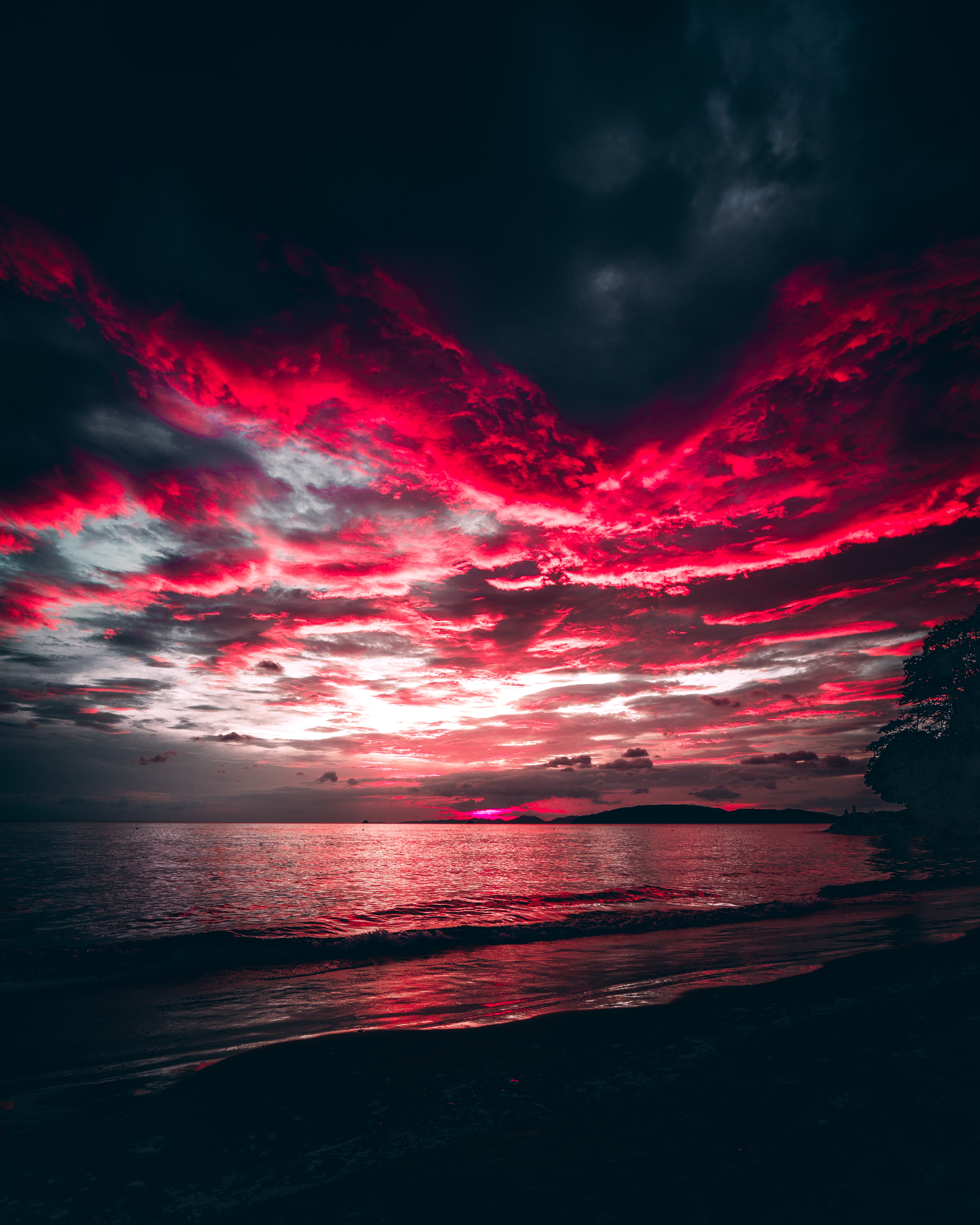 75819 descargar imagen naturaleza, puesta del sol, mar, noche, nubes, orilla, banco: fondos de pantalla y protectores de pantalla gratis