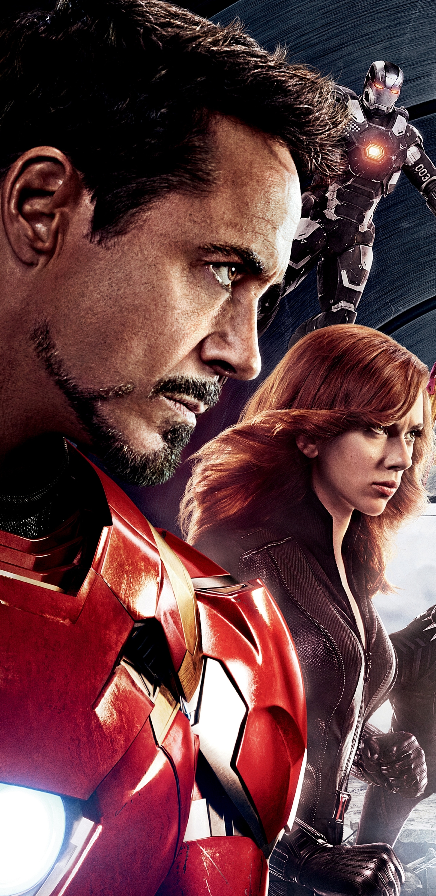 Descarga gratuita de fondo de pantalla para móvil de Scarlett Johansson, Robert Downey Jr, Películas, Hombre De Acero, Capitan América, Viuda Negra, Maquina De Guerra, Don Cheadle, Capitán América: Civil War.