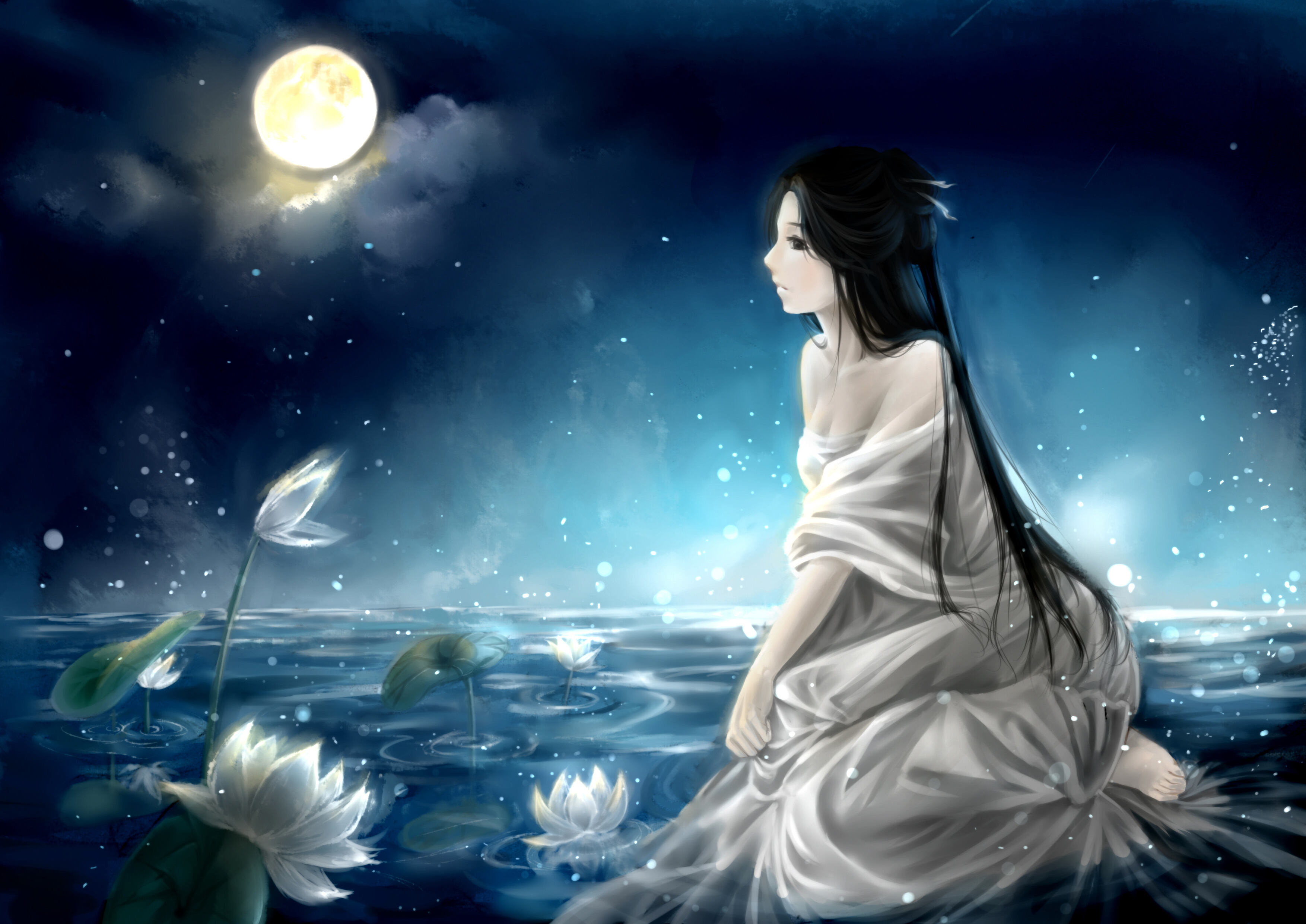 Free download wallpaper Fantasy, Moon, Women on your PC desktop