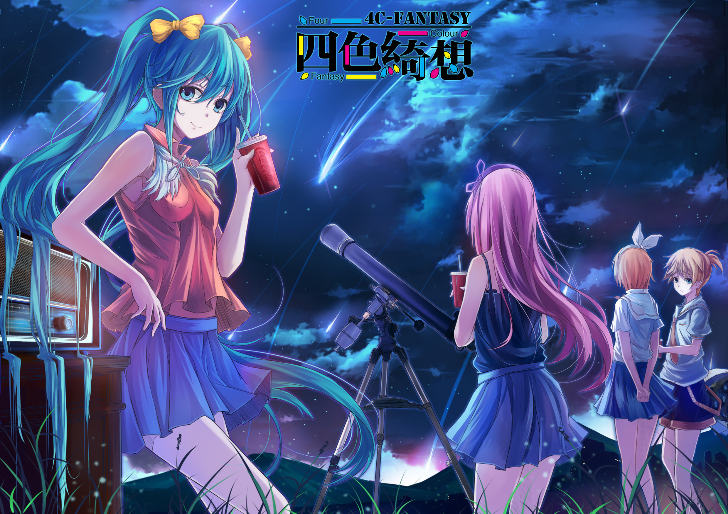 Download mobile wallpaper Anime, Vocaloid, Hatsune Miku, Luka Megurine, Rin Kagamine, Len Kagamine for free.