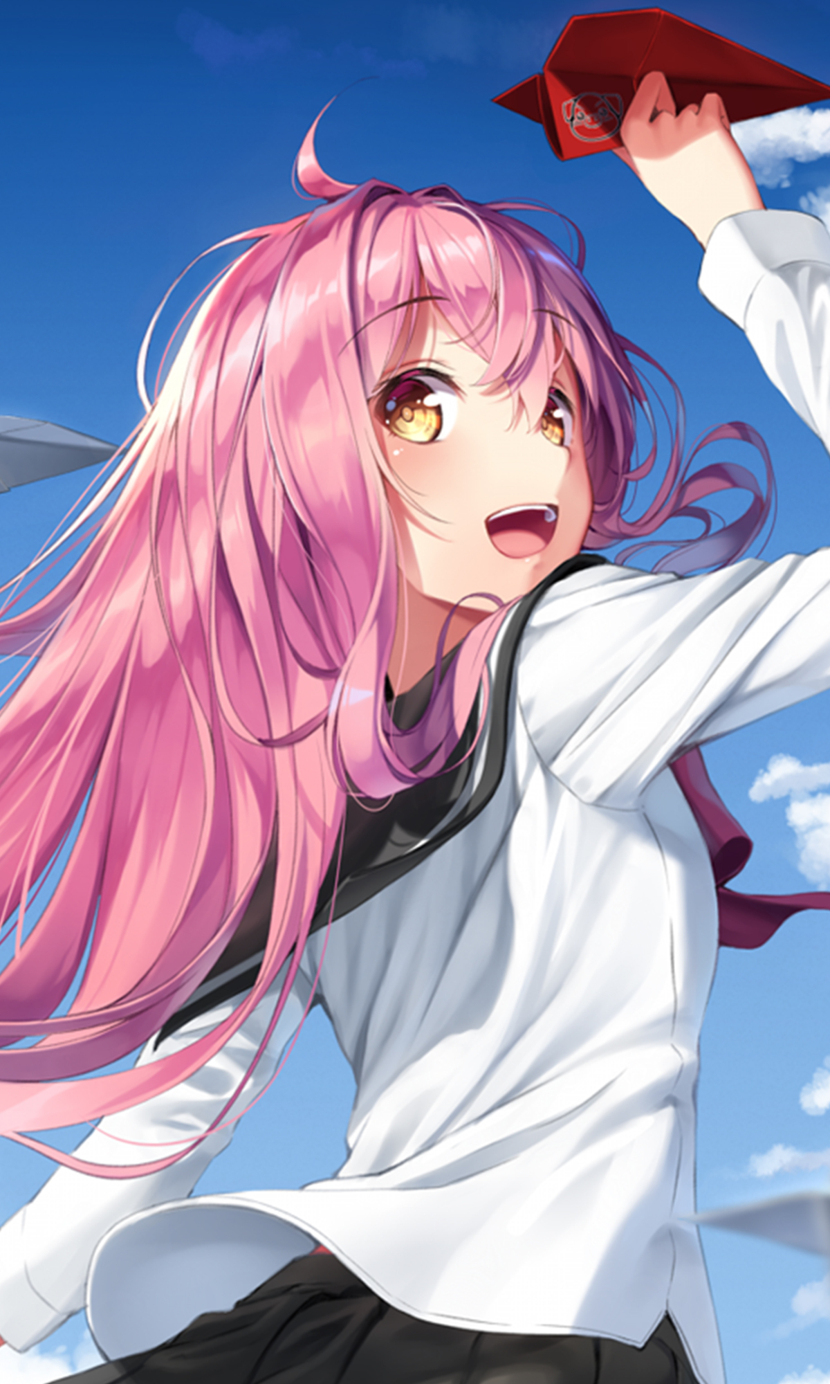 Download mobile wallpaper Anime, Girl, Yellow Eyes, Pink Hair for free.