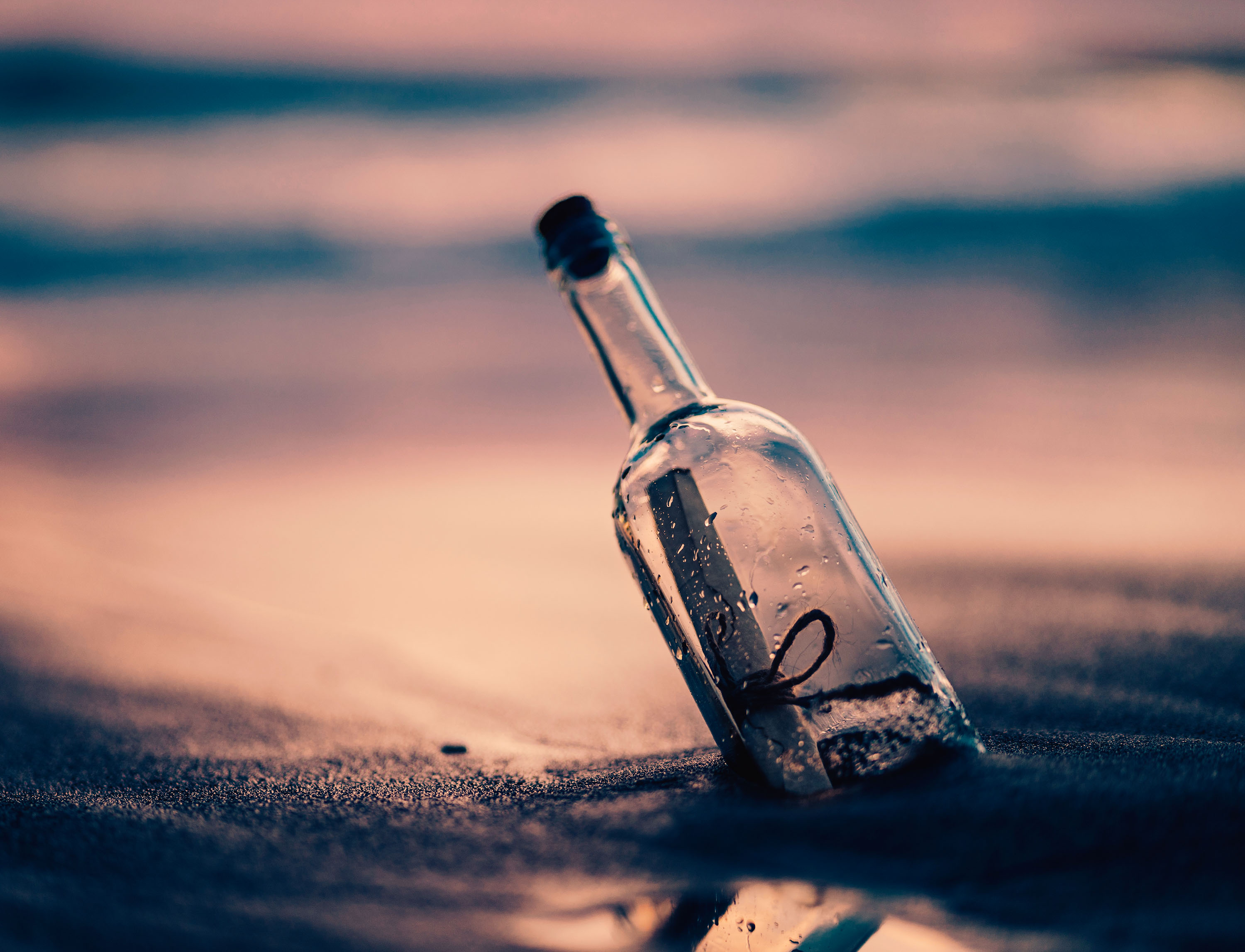 man made, bottle, beach, message