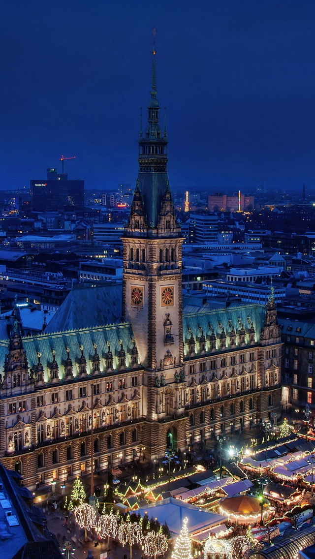 Download mobile wallpaper Cities, City, Light, Christmas, Germany, Hamburg, Man Made for free.