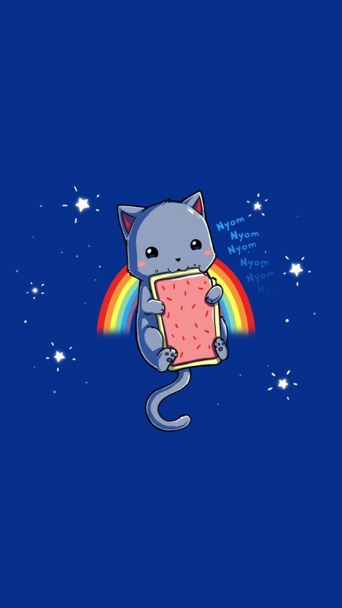 blue, nyan cat, humor, meme, rainbow
