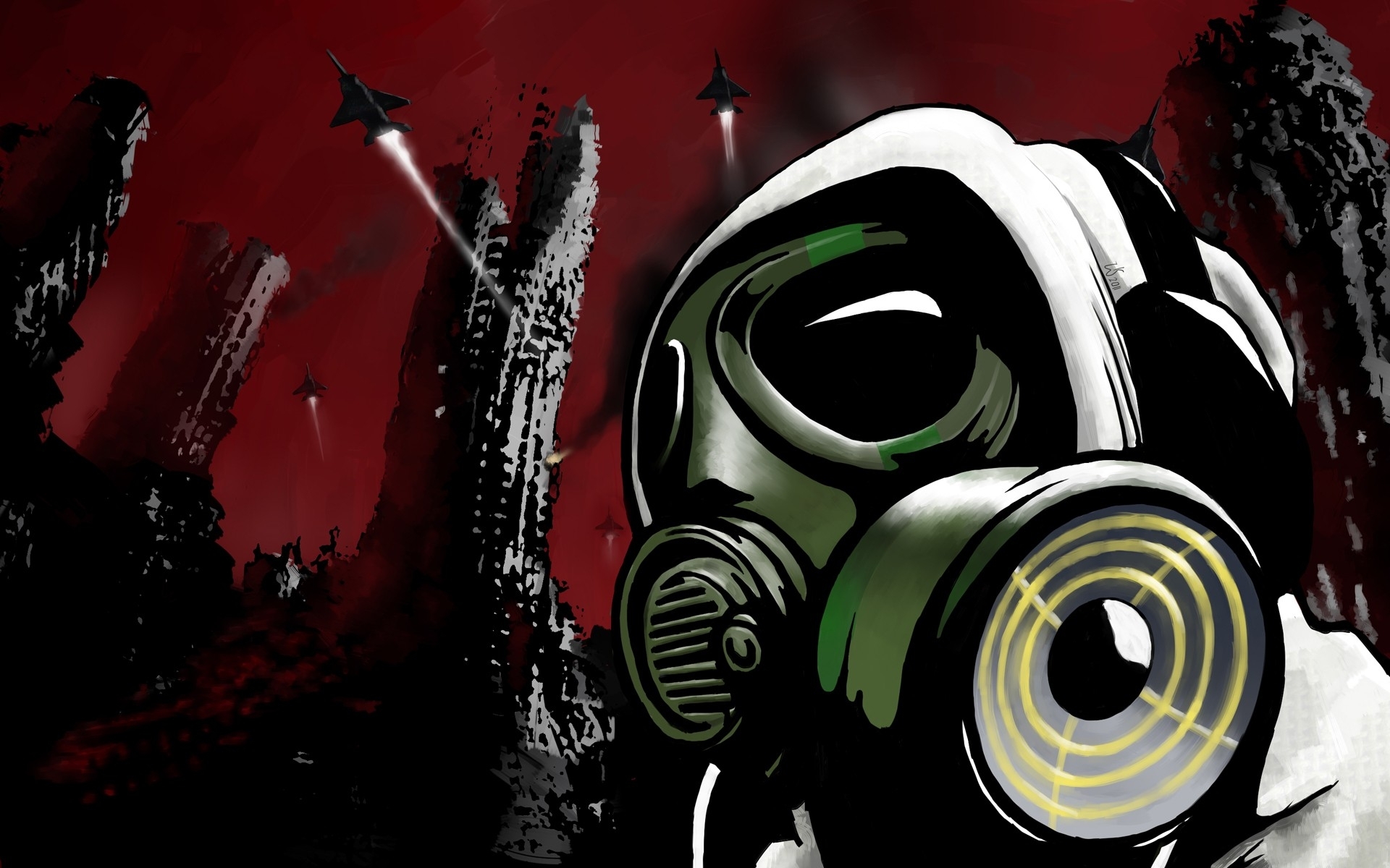 Free download wallpaper Dark, Mask, Gas Mask, Graffiti, Post Apocalyptic on your PC desktop