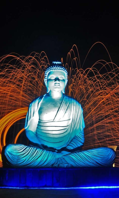 Téléchargez des papiers peints mobile Nuit, Bouddha, Statue, Feux D'artifice, Feu D'artifice, Inde, Religieux, Jardin Du Silence gratuitement.