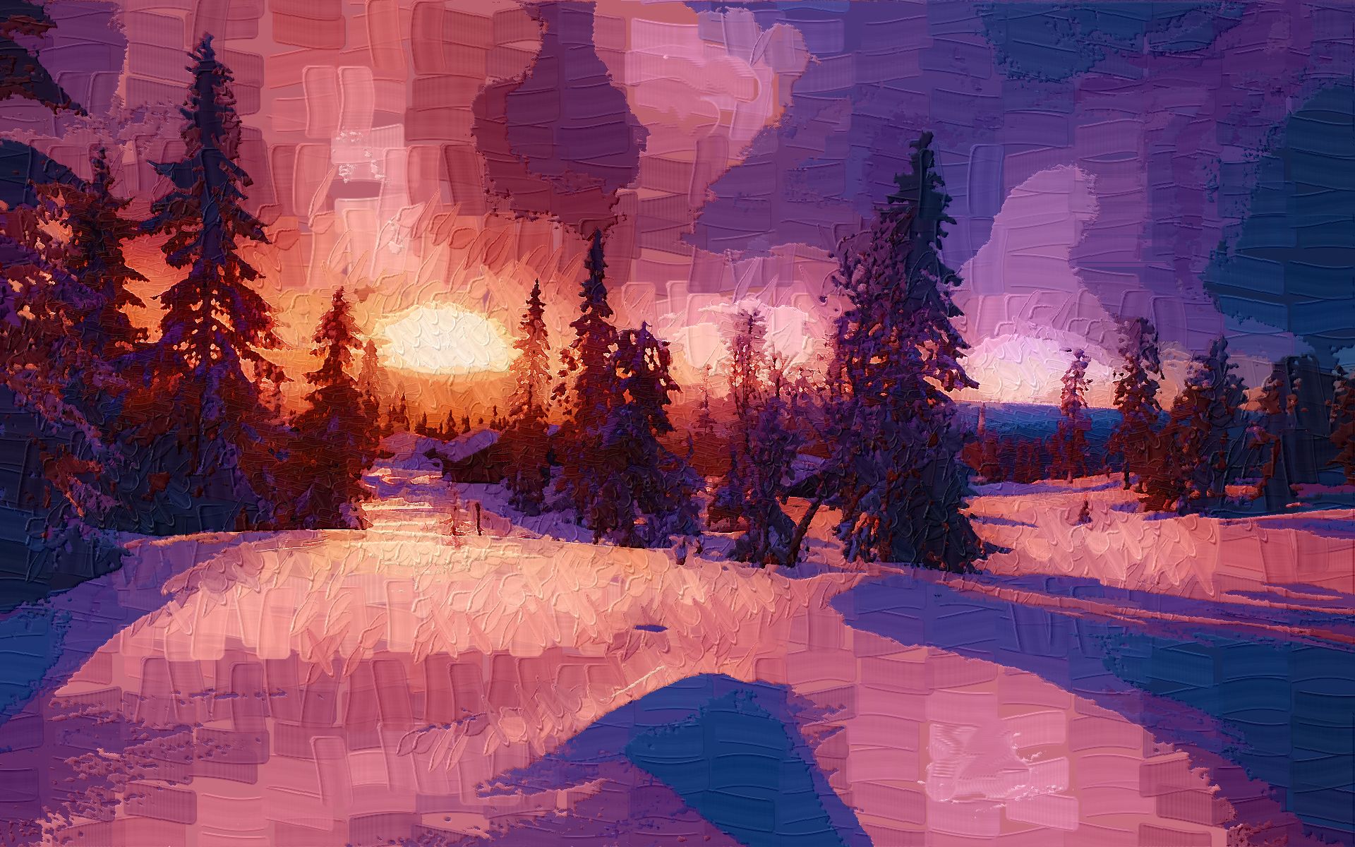 Download mobile wallpaper Winter, Painting, Artistic for free.