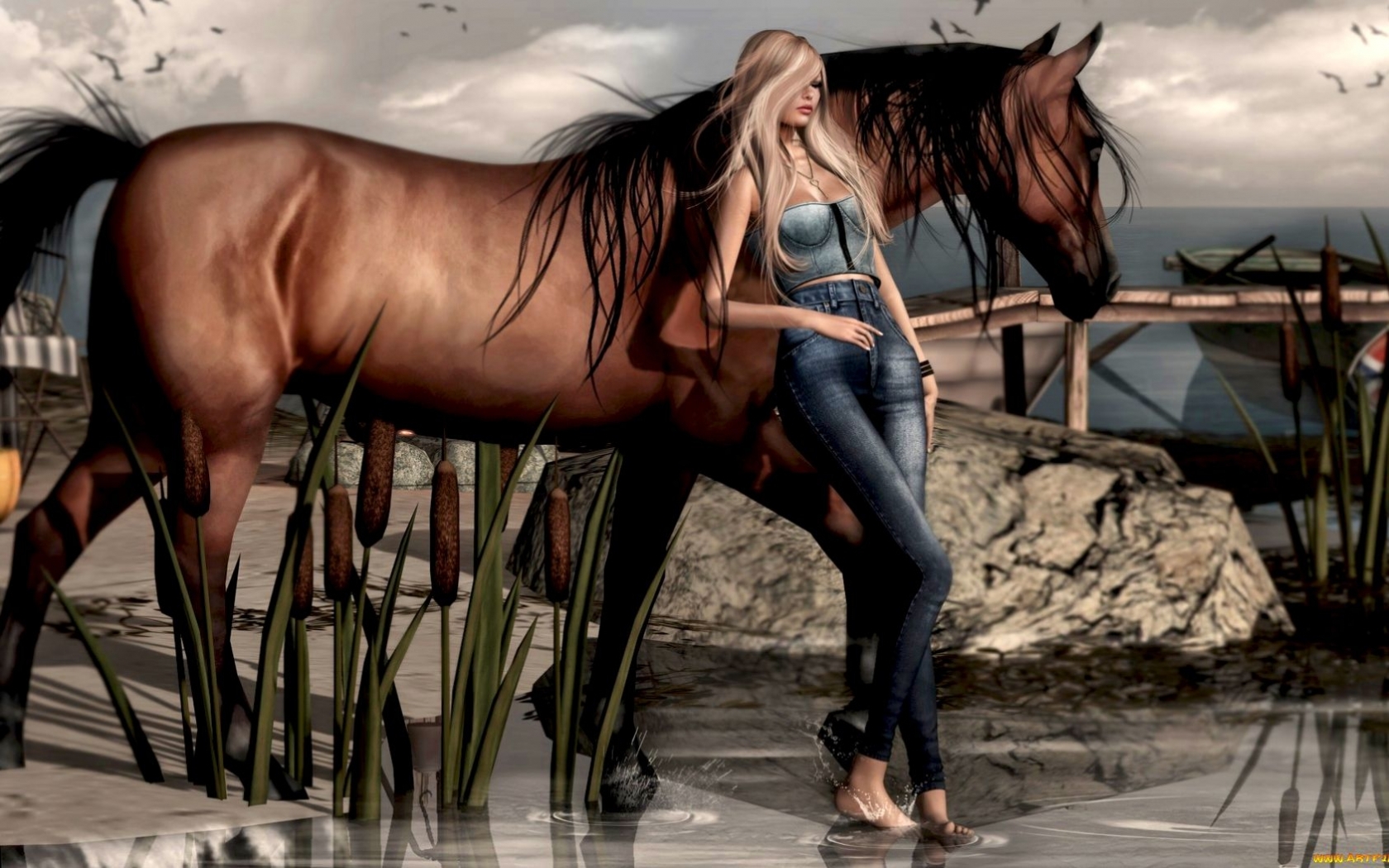 Laden Sie das Tiere, Mädchen, Bilder, Menschen, Pferde-Bild kostenlos auf Ihren PC-Desktop herunter
