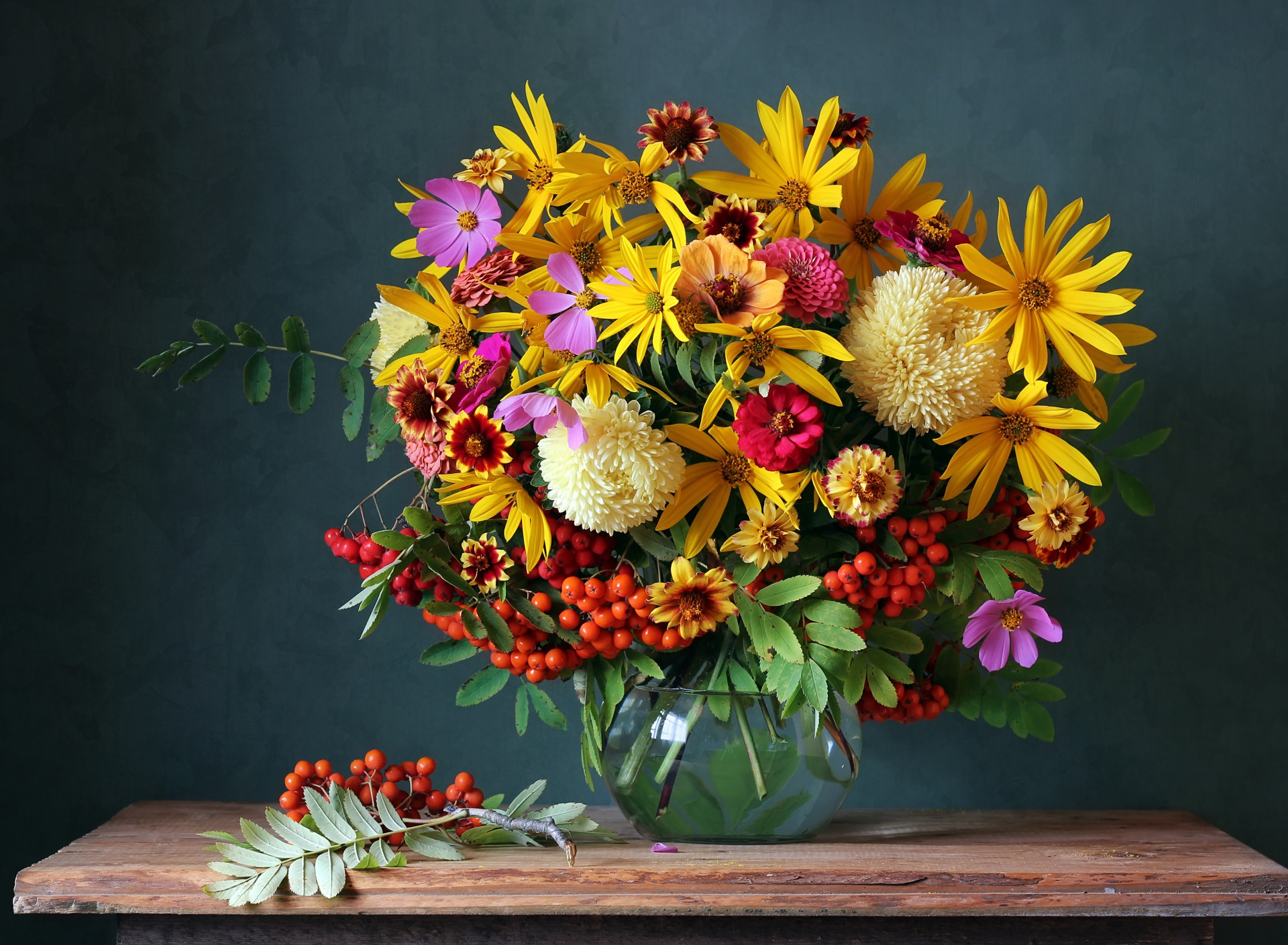 Download mobile wallpaper Still Life, Flower, Berry, Vase, Colorful, Photography for free.