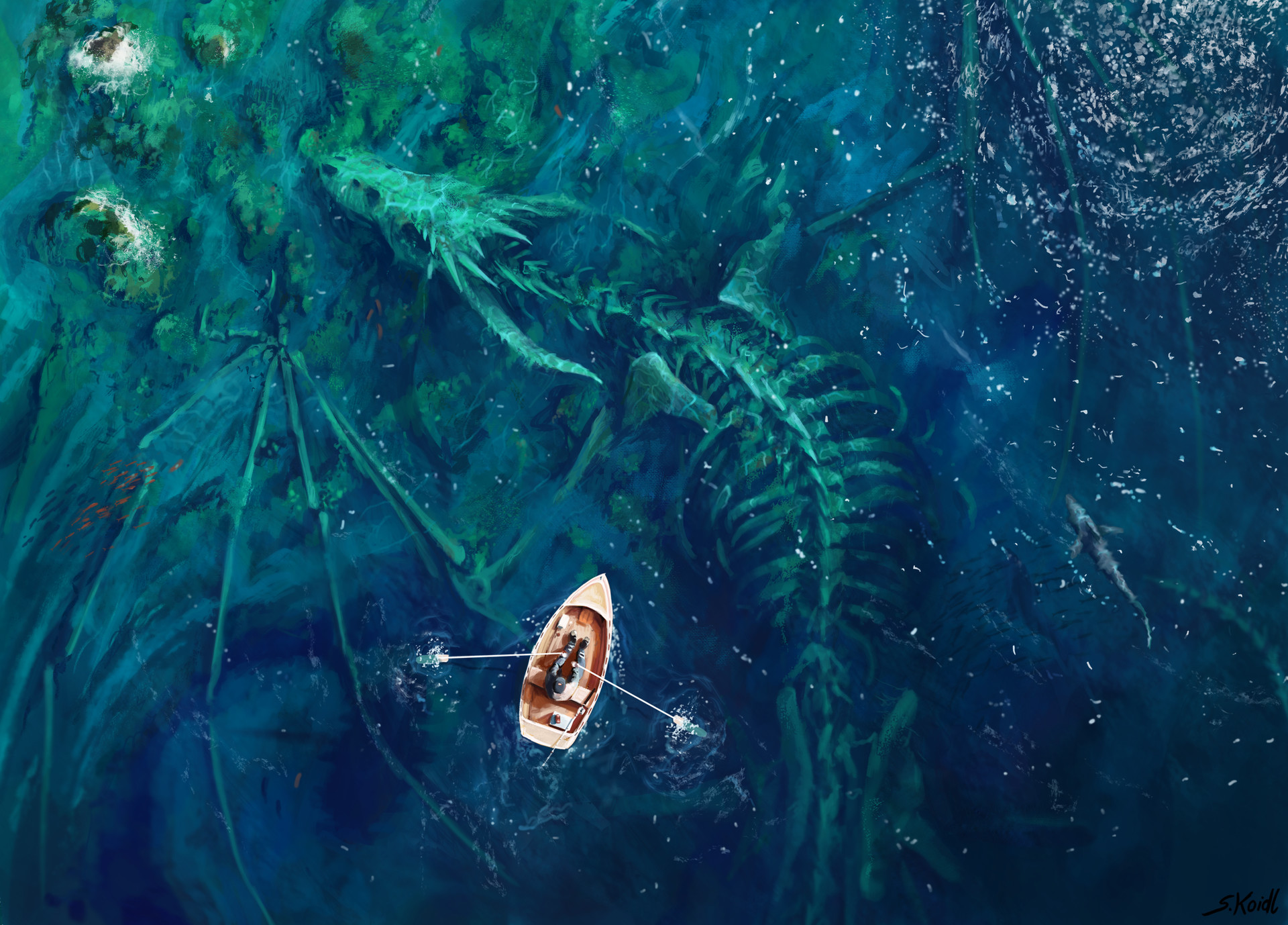 Download mobile wallpaper Fantasy, Boat, Dragon for free.