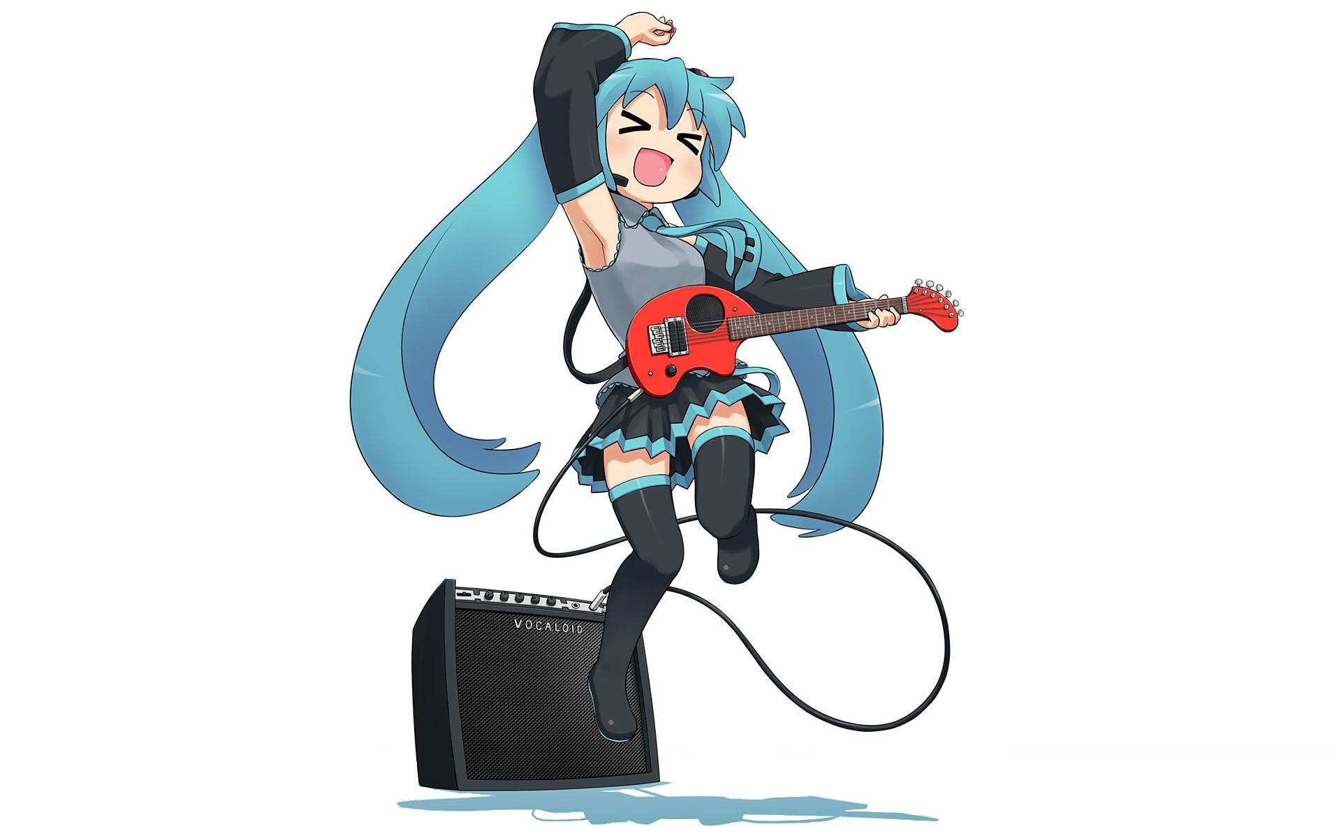Laden Sie das Gitarre, Vocaloid, Hatsune Miku, Animes-Bild kostenlos auf Ihren PC-Desktop herunter