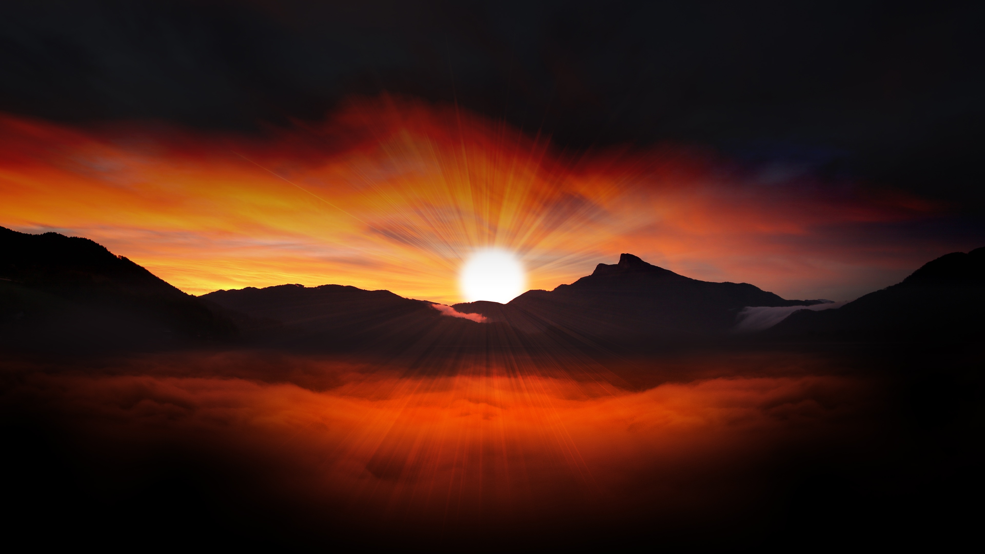 Download mobile wallpaper Nature, Sun, Mountain, Sunrise, Earth, Sunbeam for free.