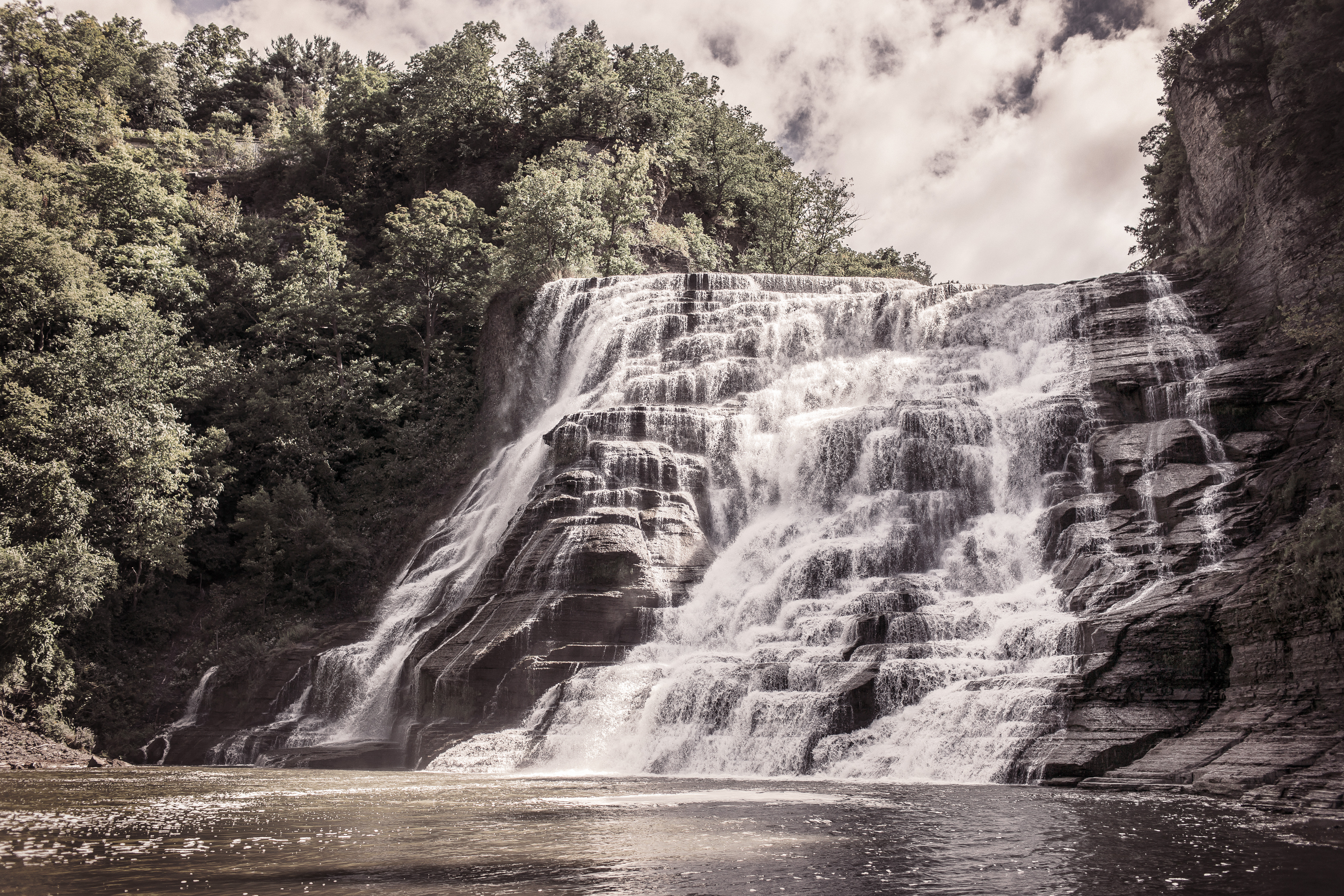 nature, rivers, waterfall, break, precipice, flow HD wallpaper