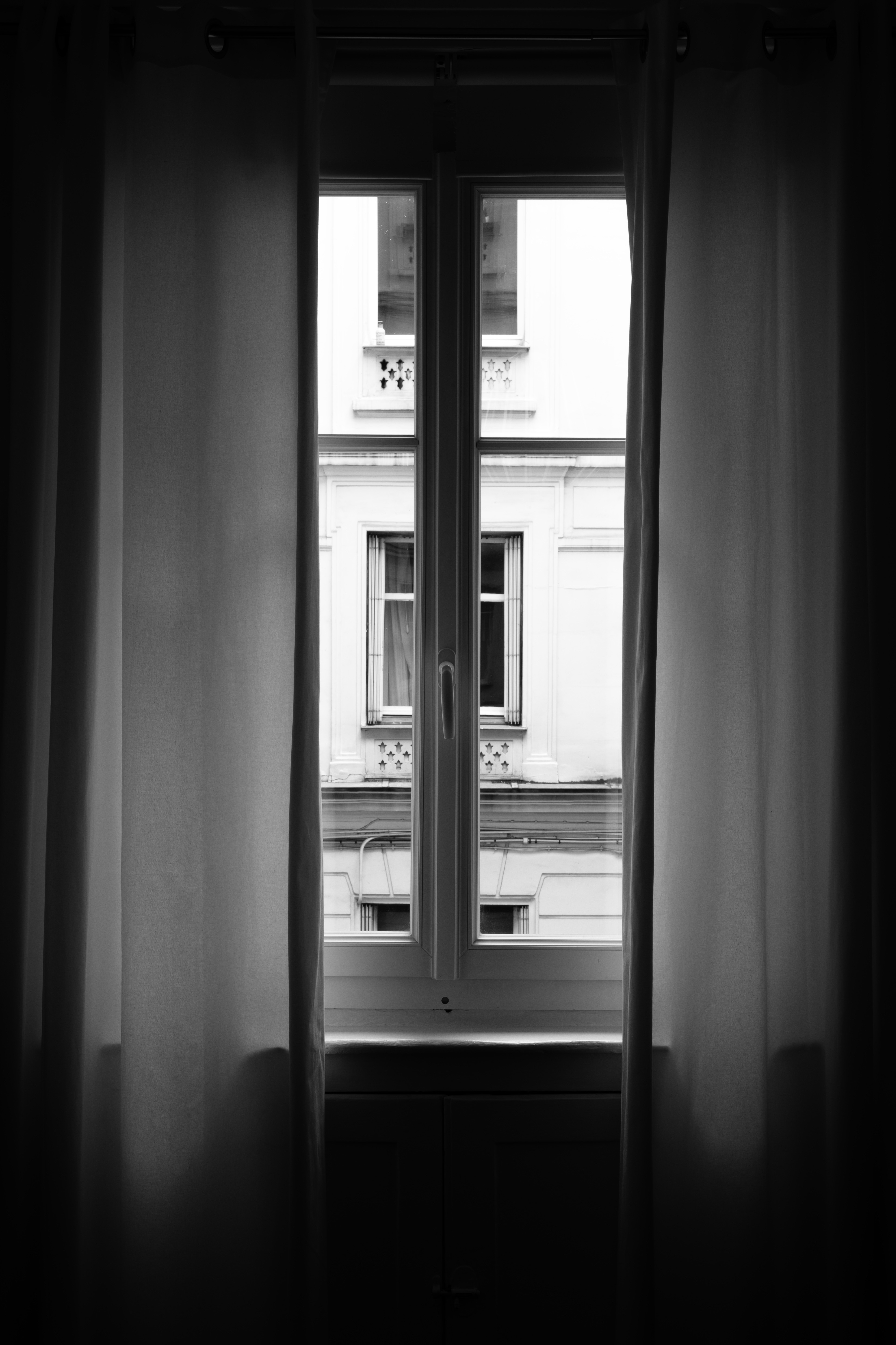 window, interior, miscellanea, miscellaneous, bw, chb, view, curtains