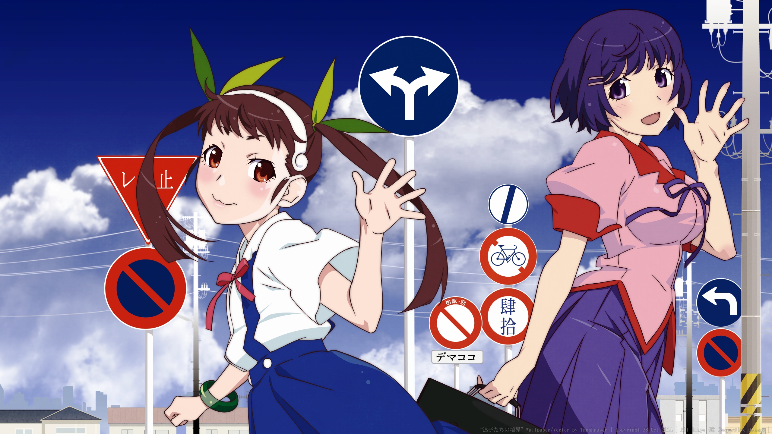 Laden Sie das Animes, Monogatari (Serie), Mayoi Hachikuji, Tsubasa Hanekawa-Bild kostenlos auf Ihren PC-Desktop herunter