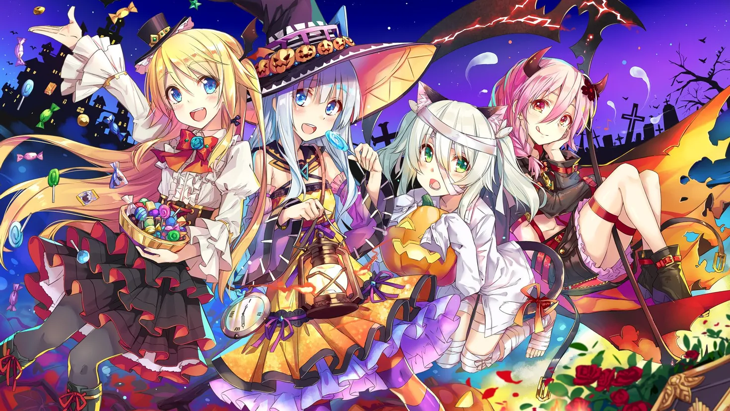 Desktop wallpaper: Anime, Halloween, Pumpkin, Witch Hat 4K free ...