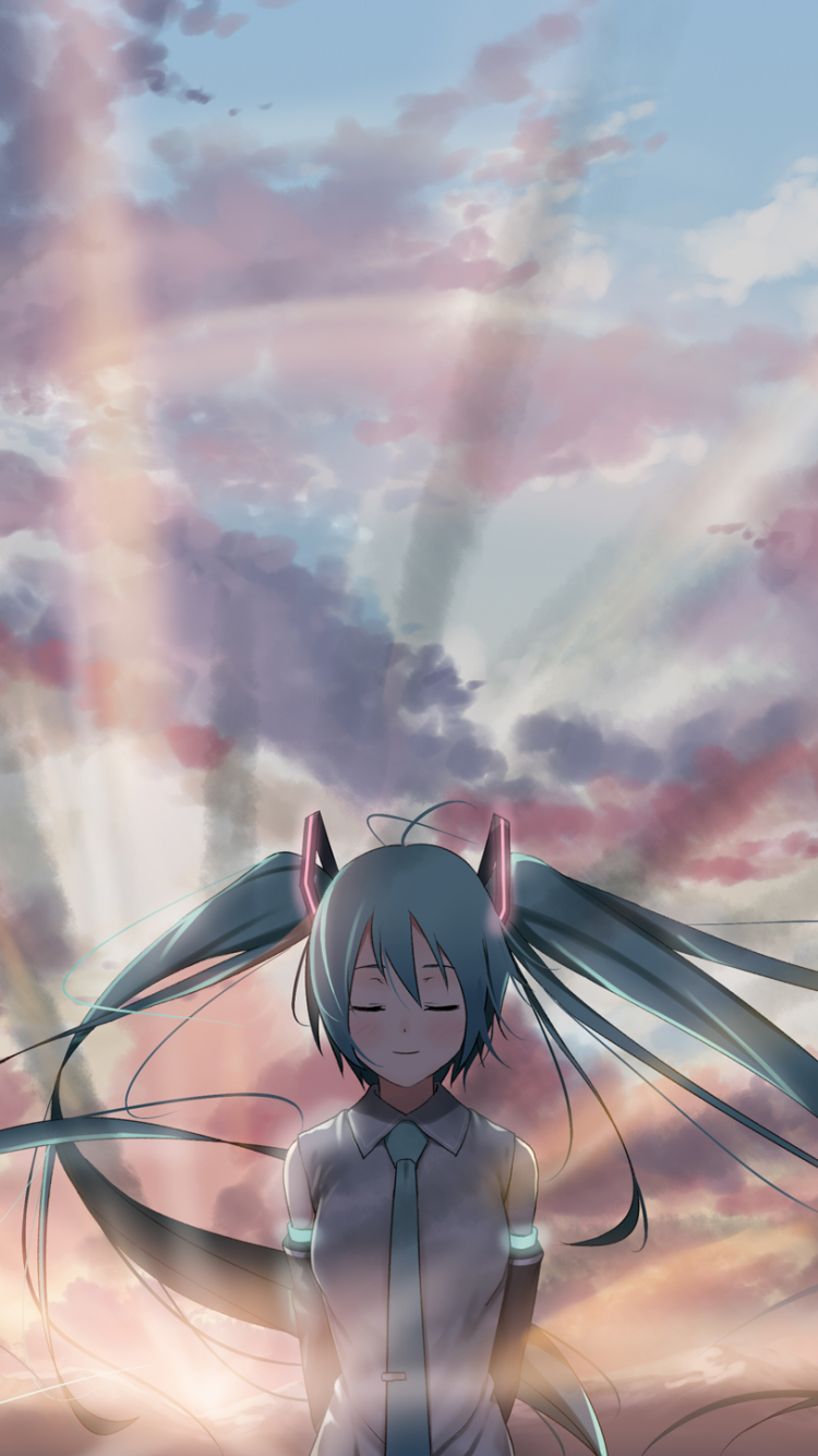 Download mobile wallpaper Anime, Sky, Vocaloid, Hatsune Miku for free.