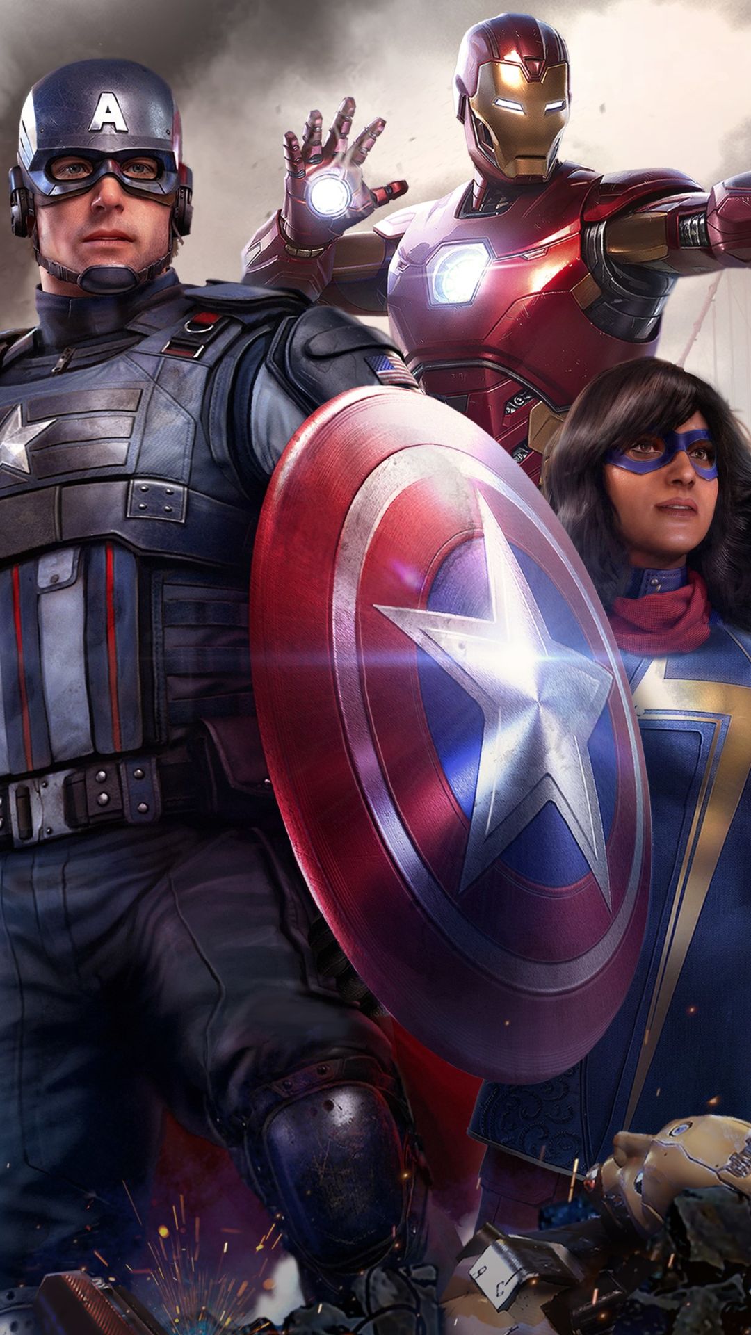 Baixar papel de parede para celular de Homem De Ferro, Capitão América, Os Vingadores, Videogame, Senhora Marvel, Marvel's Avengers gratuito.