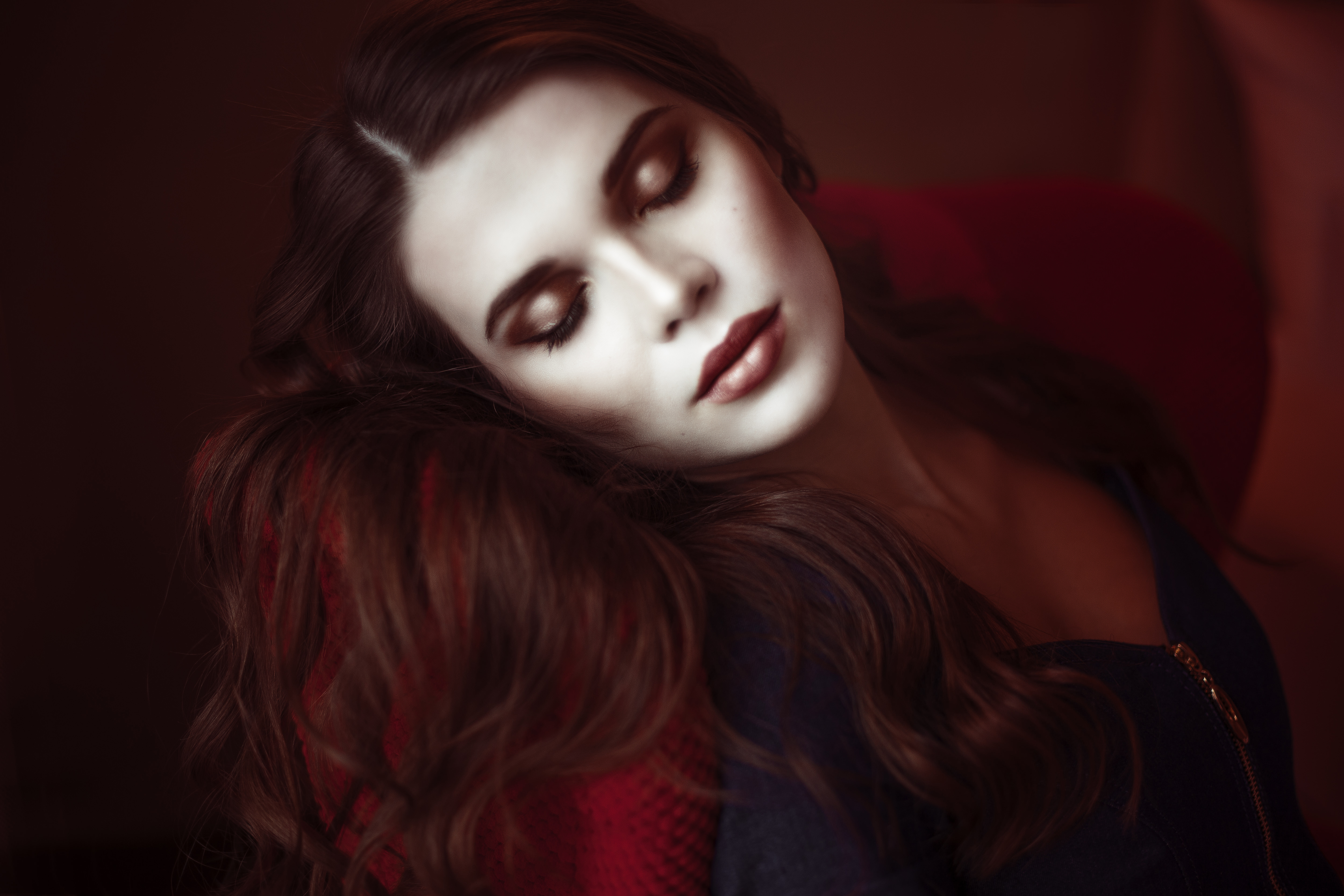 Handy-Wallpaper Gesicht, Modell, Frauen, Rote Haare, Lippenstift kostenlos herunterladen.