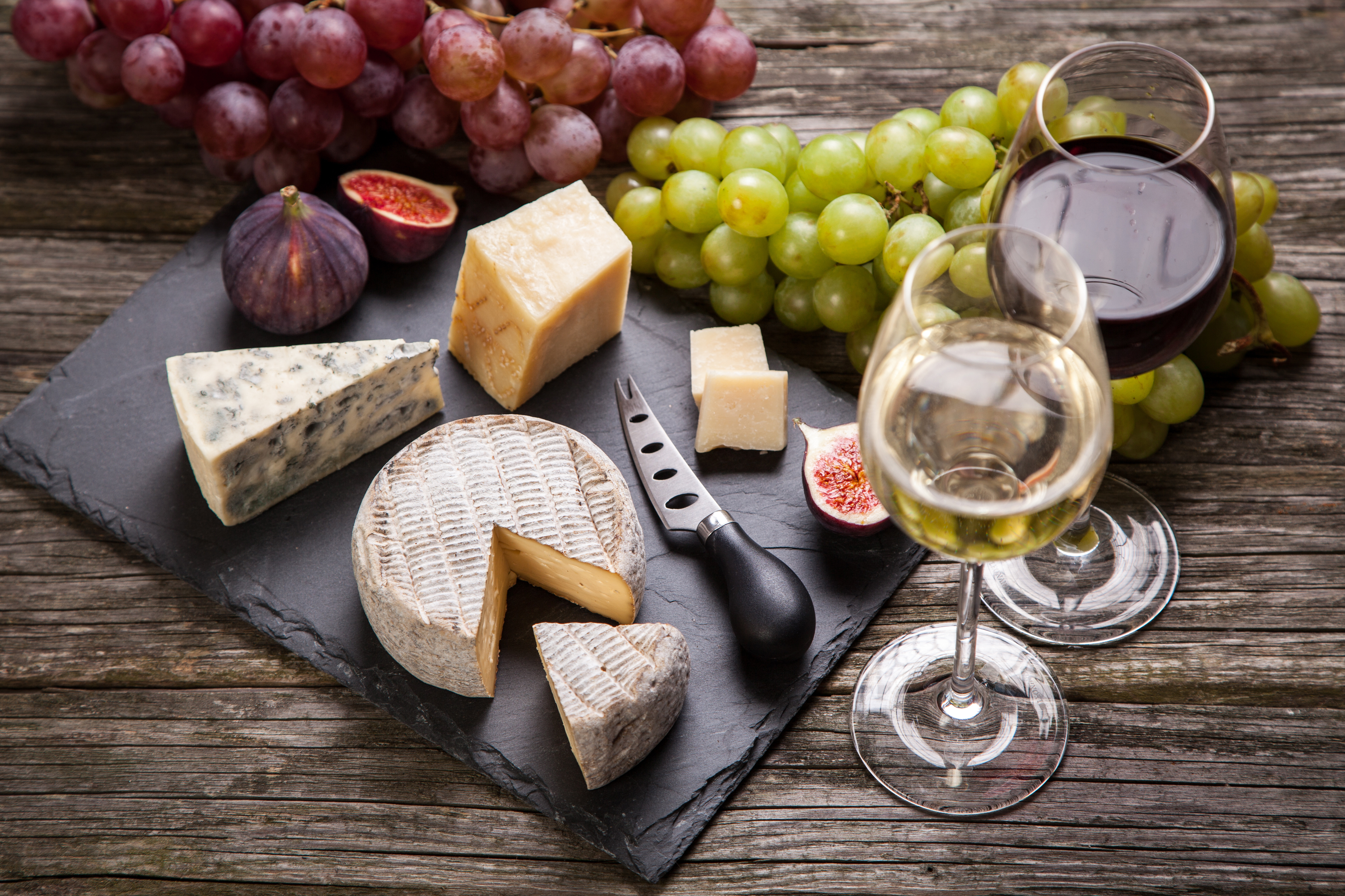 food, still life, cheese, fig, fruit, glass, grapes, wine