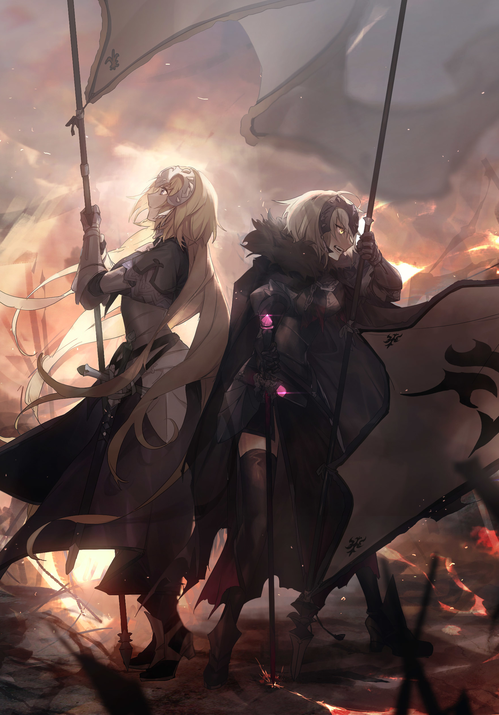 Download mobile wallpaper Anime, Fire, Woman Warrior, Fate/grand Order, Jeanne D'arc (Fate Series), Jeanne D'arc Alter, Ruler (Fate/apocrypha), Avenger (Fate/grand Order), Banner, Fate Series for free.