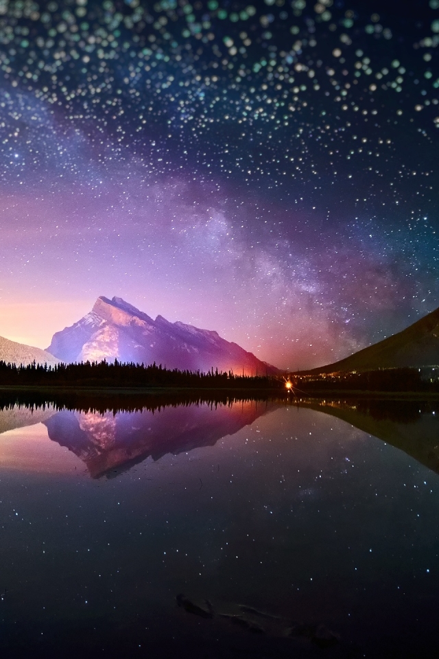 Download mobile wallpaper Nature, Stars, Night, Mountain, Lake, Reflection, Starry Sky, Earth for free.