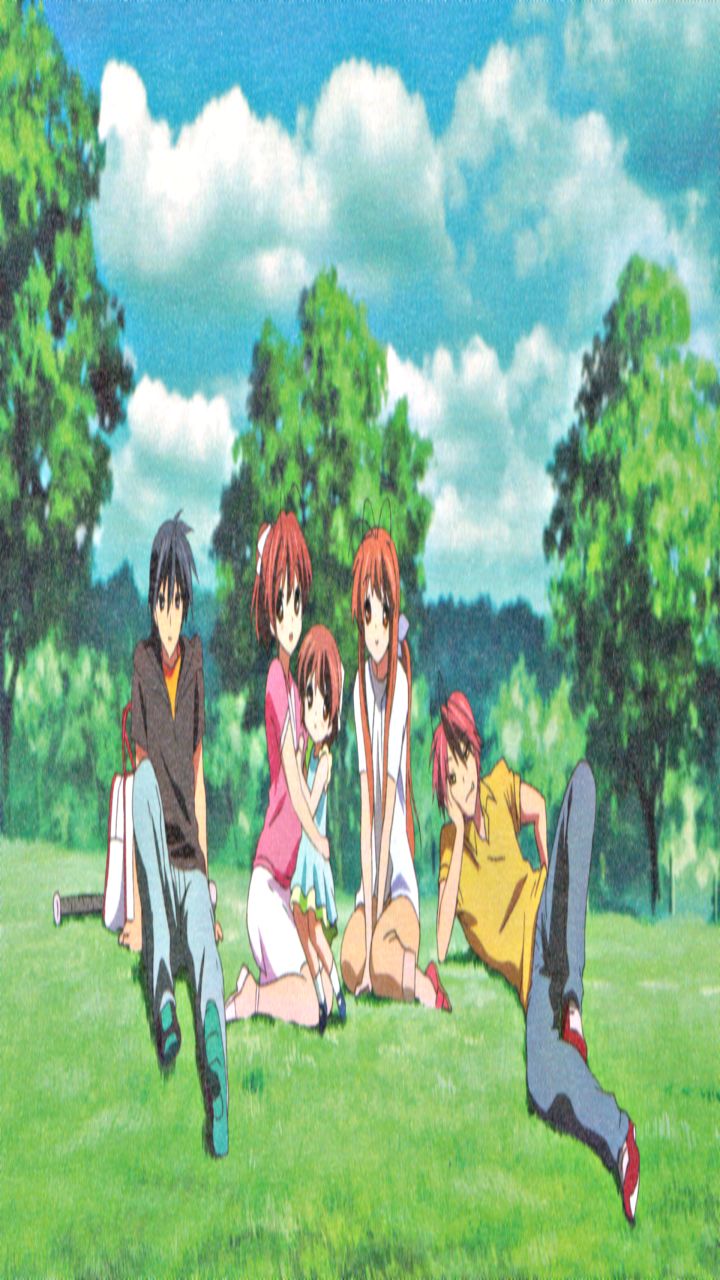 Download mobile wallpaper Anime, Clannad, Akio Furukawa, Nagisa Furukawa, Sanae Furukawa, Tomoya Okazaki, Ushio Okazaki for free.