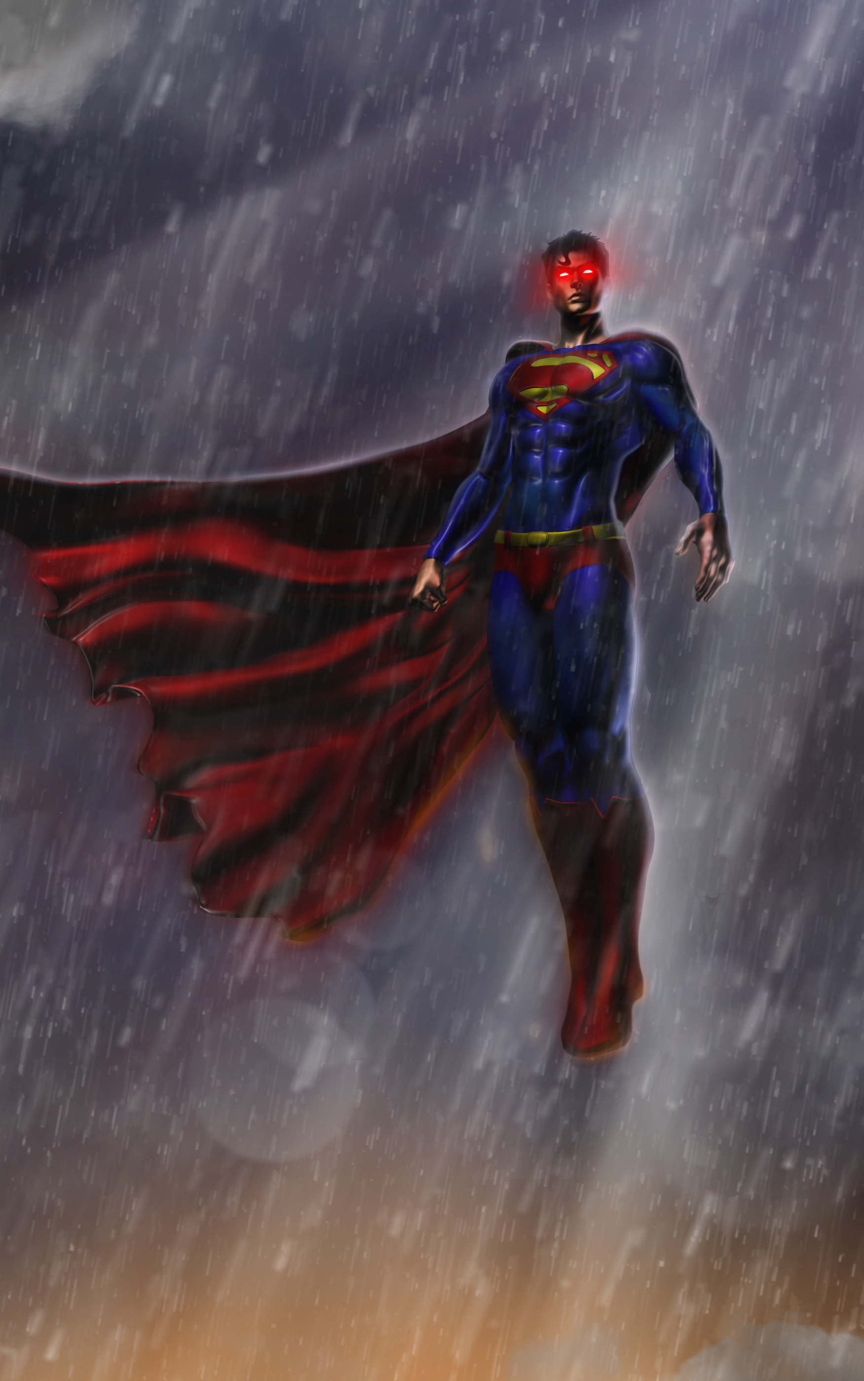 Скачать обои бесплатно Дождь, Комиксы, Супергерой, Супермен, Логотип Супермена картинка на рабочий стол ПК
