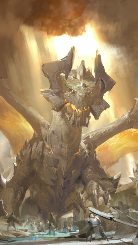 Download mobile wallpaper Fantasy, Dragon, Warrior, Knight, Battle for free.