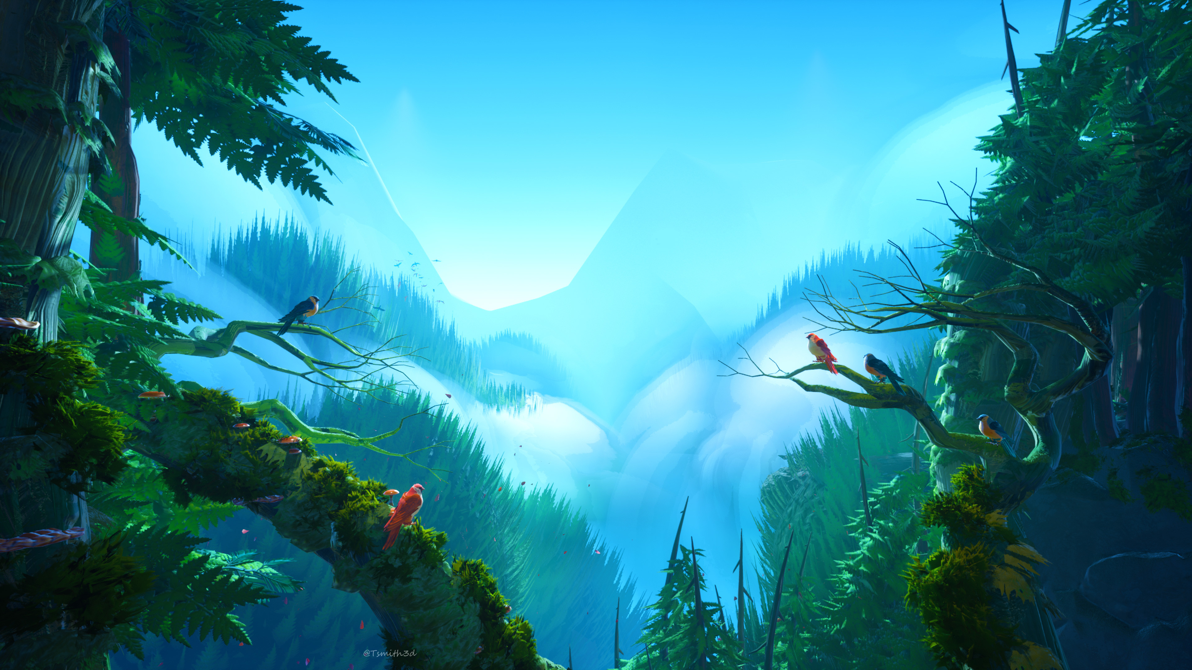 Free download wallpaper Landscape, Bird, Artistic on your PC desktop